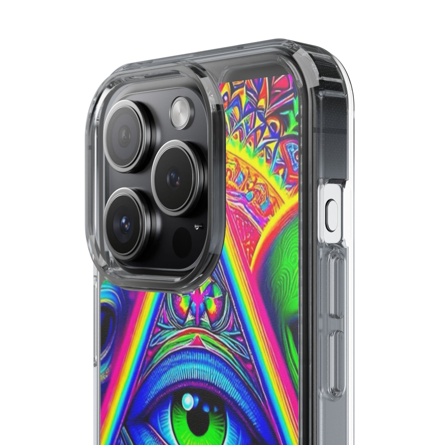 Colorful Alien Eye Phone Case, Psychedelic Clear Case, Gift for Art Lovers, Boho Phone Cover, Festival Accessory, Unique Mobile Case