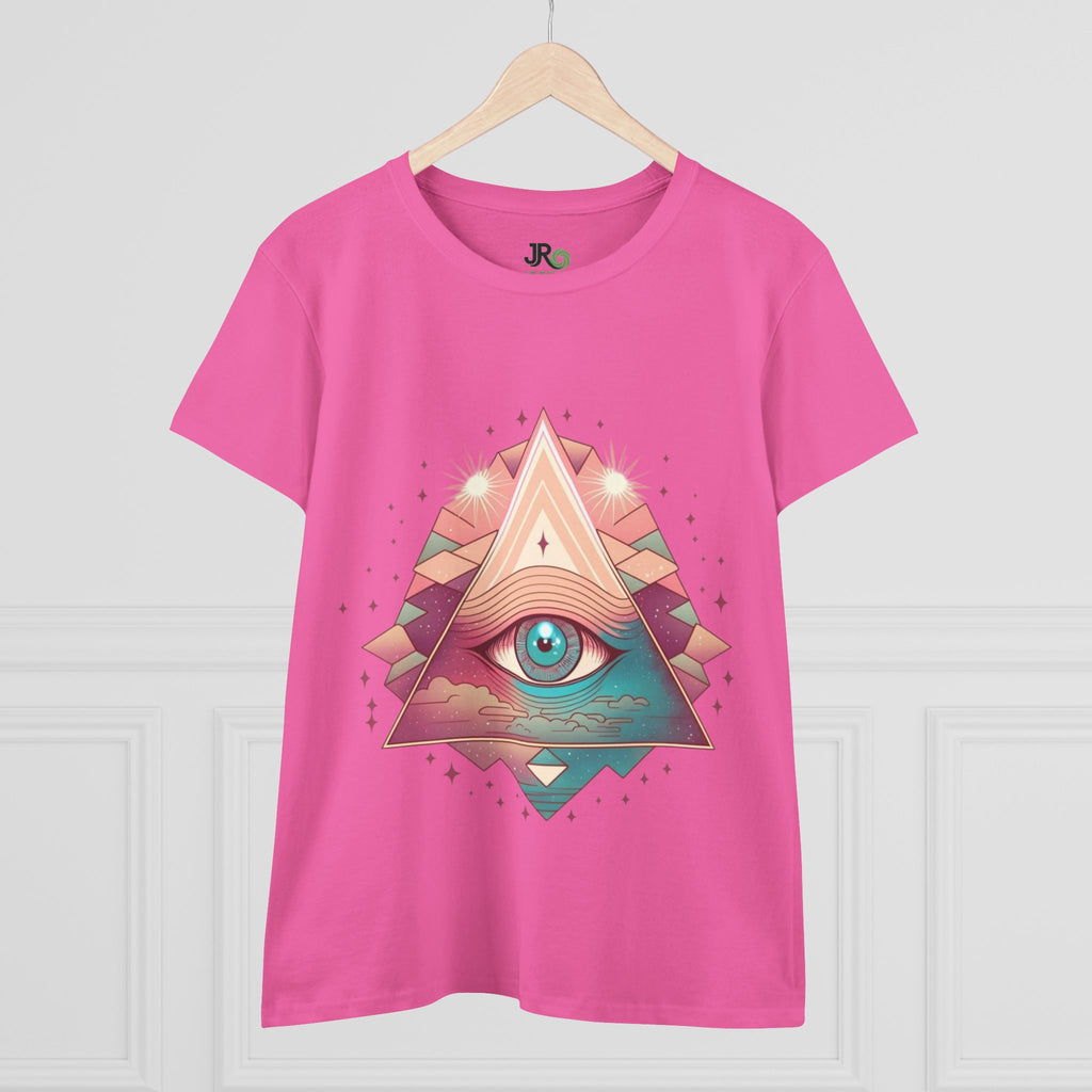 Mystical Eye Graphic Tee, Boho T-Shirt for Women, Casual Summer Shirt, Symbolic Gift, Unique Festival Wear, Psychedelic Apparel