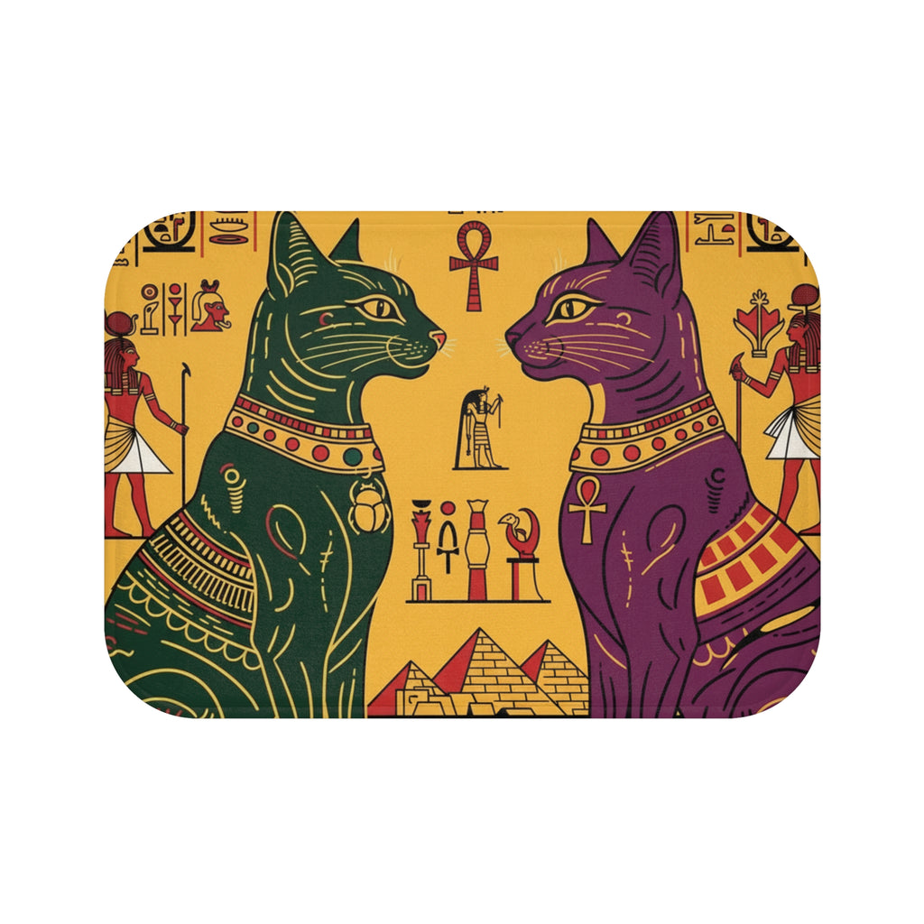 Egyptian-Themed Bath Mat, Cat & Ankh Design, Home Decor, Gift for Cat Lovers, Bathroom Mat, Unique Gift