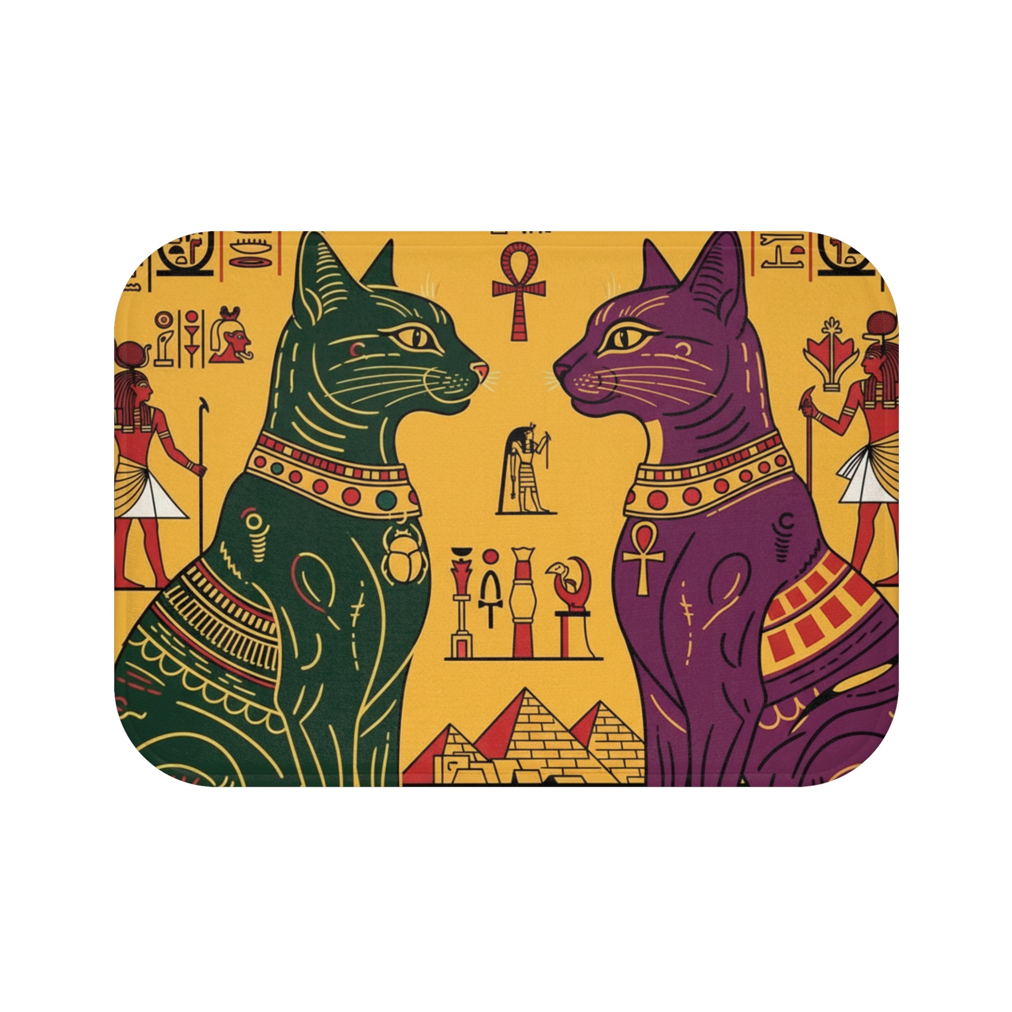 Egyptian-Themed Bath Mat, Cat & Ankh Design, Home Decor, Gift for Cat Lovers, Bathroom Mat, Unique Gift