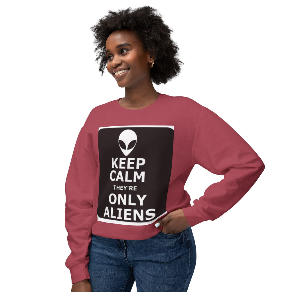 Aliens Lightweight Sweatshirt, UFO Crewneck Jumper, Sci-Fi Extraterrestrial Sweater, Space Print Top, Galaxy Pullover, Outer Space Clothing
