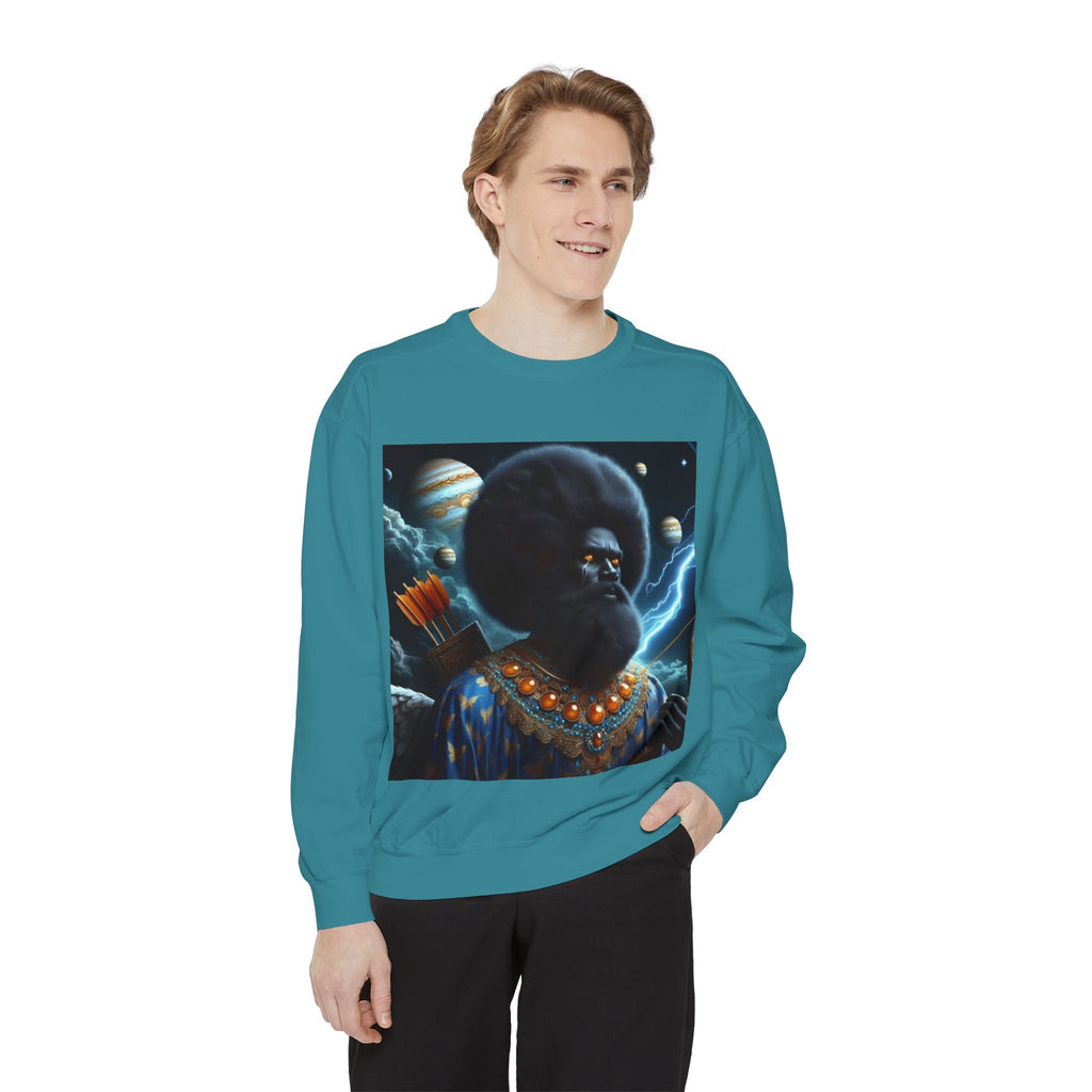 Cosmic Vibes Sweatshirt, Unisex Garment-Dyed Crewneck Sweatshirt, Unique Art Apparel, Fashion Gift, Space-Inspired Clothing, Trendy Casual