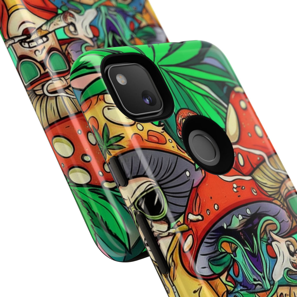 Vibrant Phone Case Featuring Funky Mushroom Art, Tough Cases, Trendy Accessories, Unique Gifts, Eclectic Style, Phone Protection