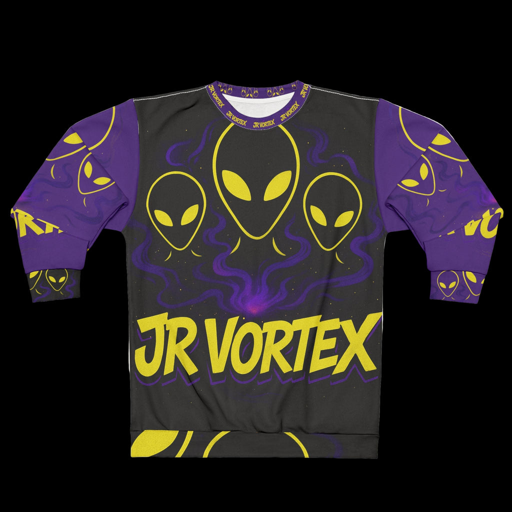 JR Vortex Alien Crewneck Sweatshirt — Neon UFO Graphic Pullover