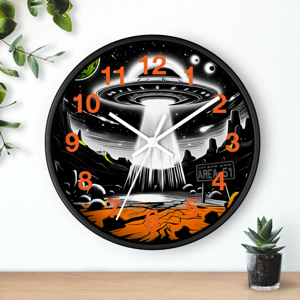 Alien Encounter Wall Clock, Unique Home Decor for Space Lovers, Retro Area 51 Theme, Perfect Gift for Sci-Fi Fans