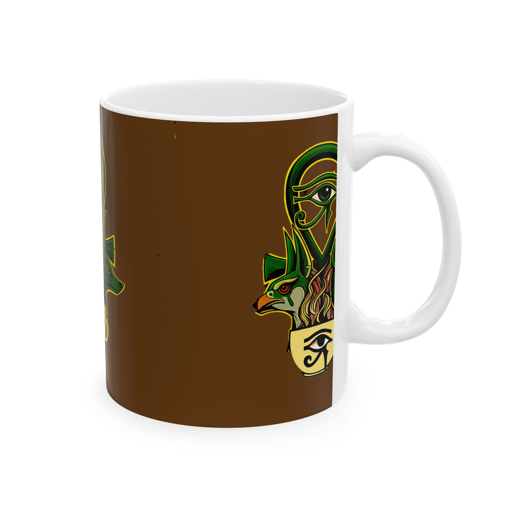 Mystical Animal Ceramic Mug, Unique Coffee Cup, Gift for Nature Lovers, Eye of Horus Design, Spiritual Decor, 11oz 15oz Options