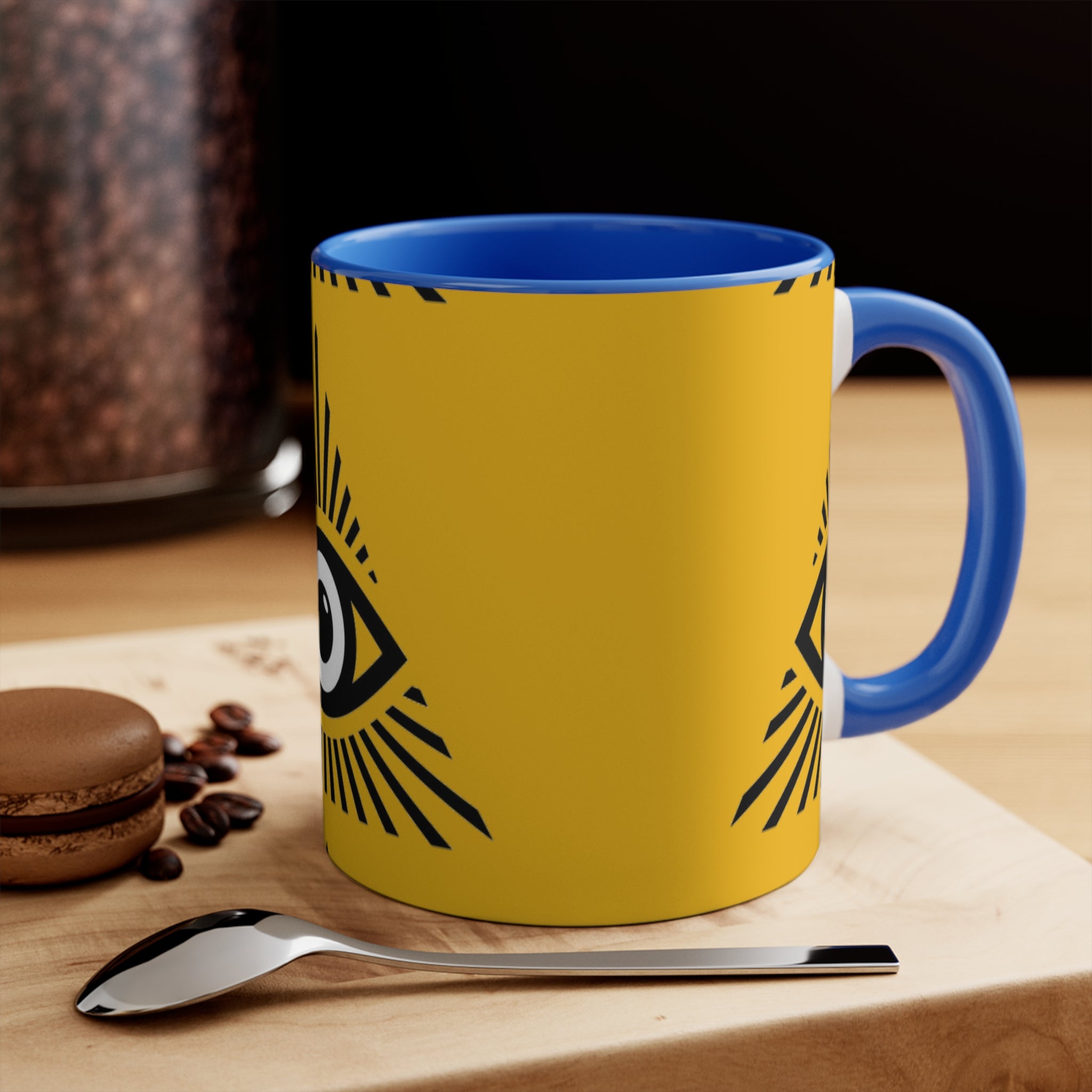 Mystical Eye Accent Mug - Bohemian Coffee Cup, Unique Gift for Occasions, Artistic Home Decor, Tea Mug, Spirituality