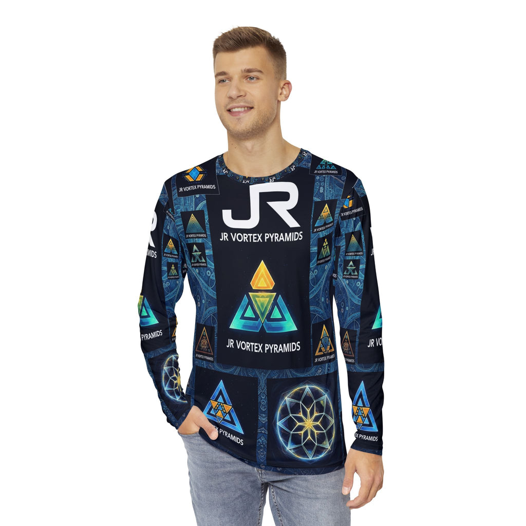 Men's Long Sleeve Graphic Shirt, Vibrant AOP Tee, Unique Layering Top, Trendy Graphic Apparel, Perfect for Casual Outings