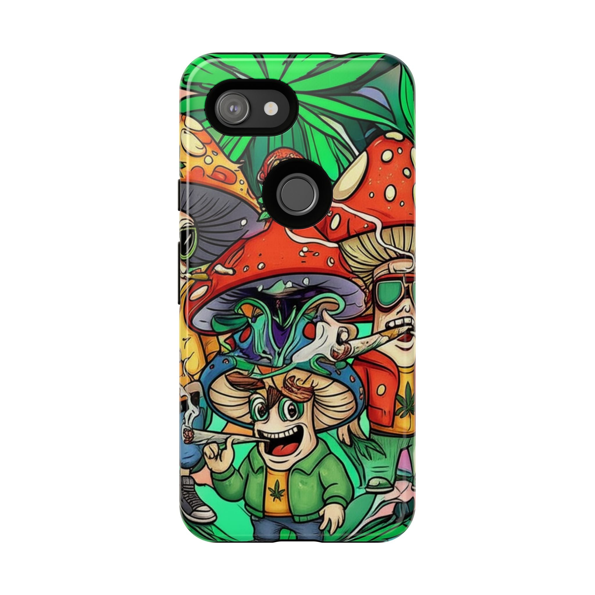 Vibrant Phone Case Featuring Funky Mushroom Art, Tough Cases, Trendy Accessories, Unique Gifts, Eclectic Style, Phone Protection