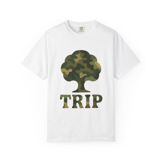 Camo Tree Trip T-Shirt - 👍 Unisex Casual Tee, Nature Lover Gift, Adventure Wear, Outdoor Enthusiast, Travel Apparel