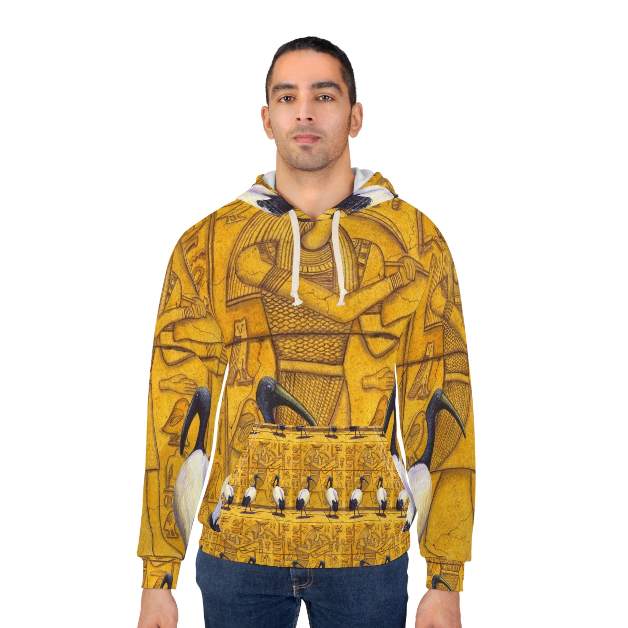 Egyptian Hieroglyphic Hoodie, AOP Art Pullover, Unisex Sweatshirt, Unique Gift for Holidays, Cozy Graphic Hoodie, Streetwear Fashion