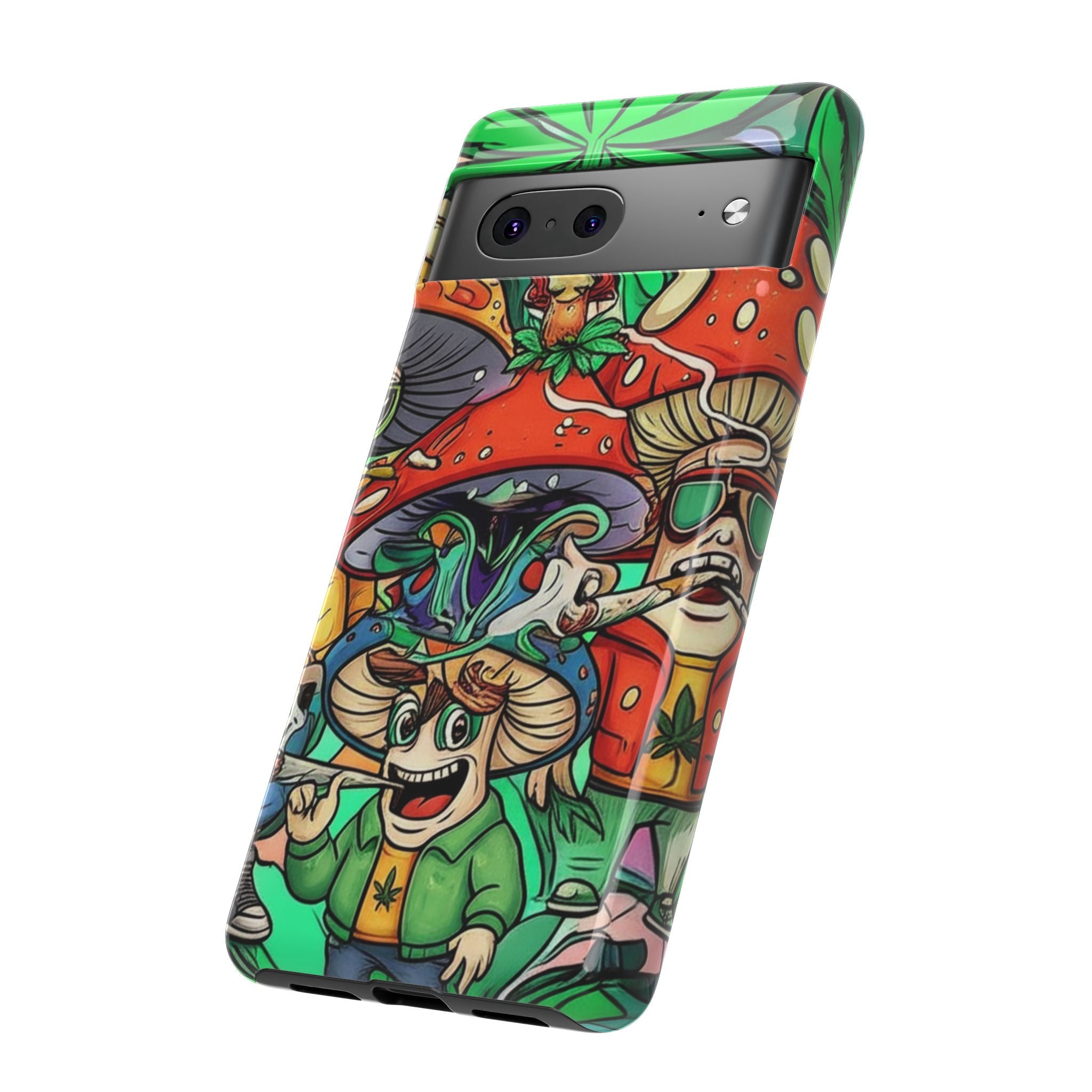 Vibrant Phone Case Featuring Funky Mushroom Art, Tough Cases, Trendy Accessories, Unique Gifts, Eclectic Style, Phone Protection