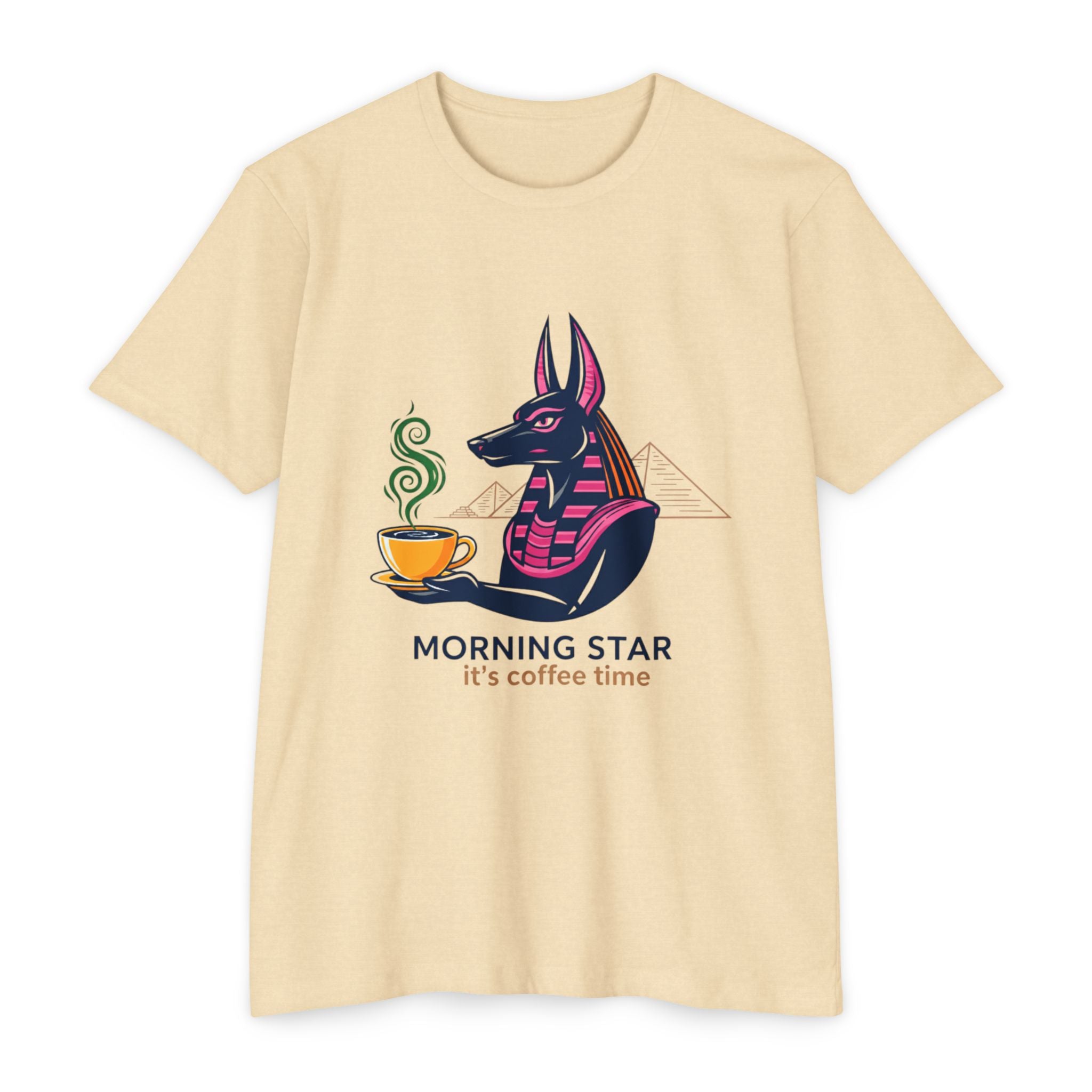 Coffee-Themed Unisex T-Shirt, Morning Star Design, Casual Wear for Dog Lovers, Gift for Coffee Enthusiasts, Fun Animal Art
