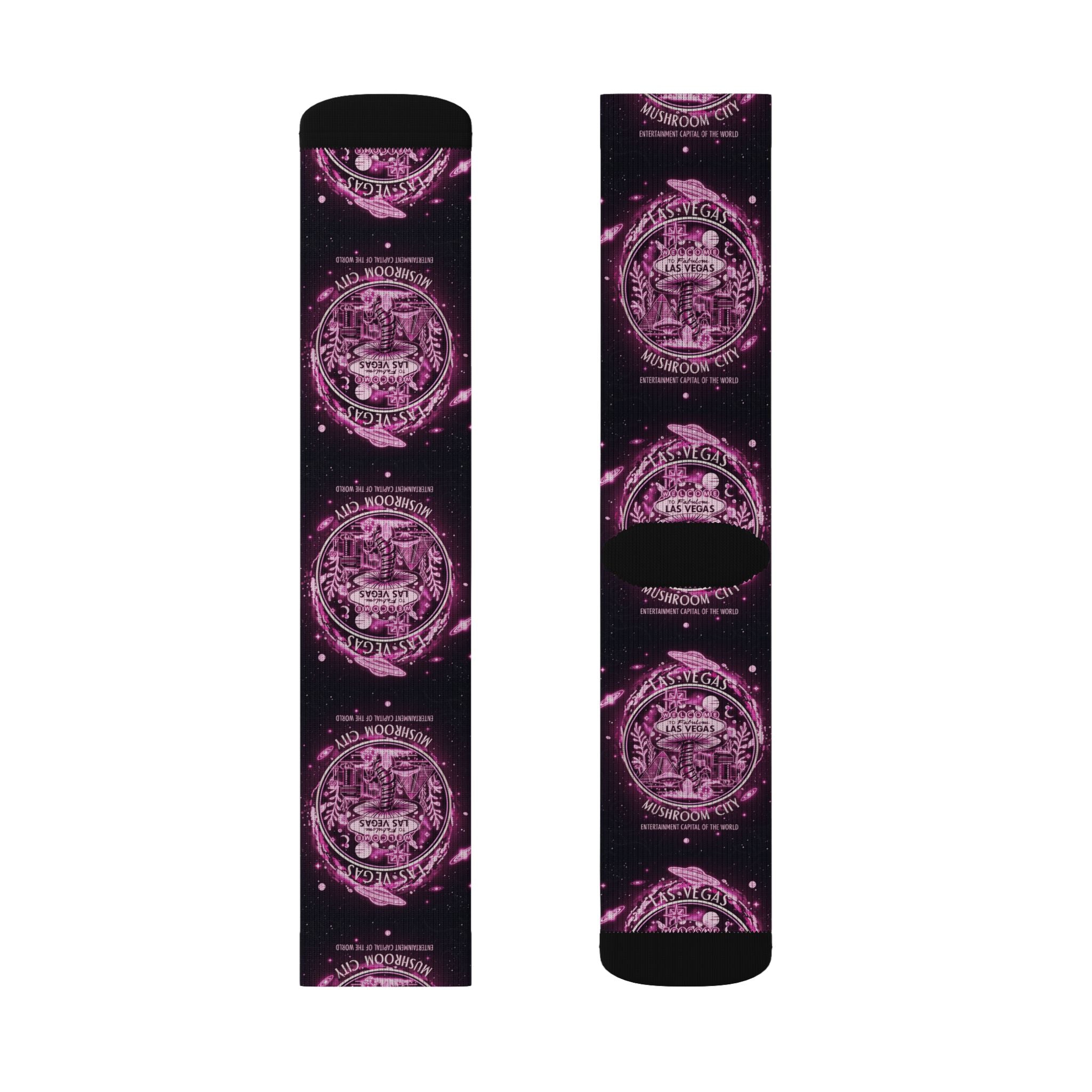 Mystic Pink Galaxy Crew Socks — Sublimated Celestial Mandala Design