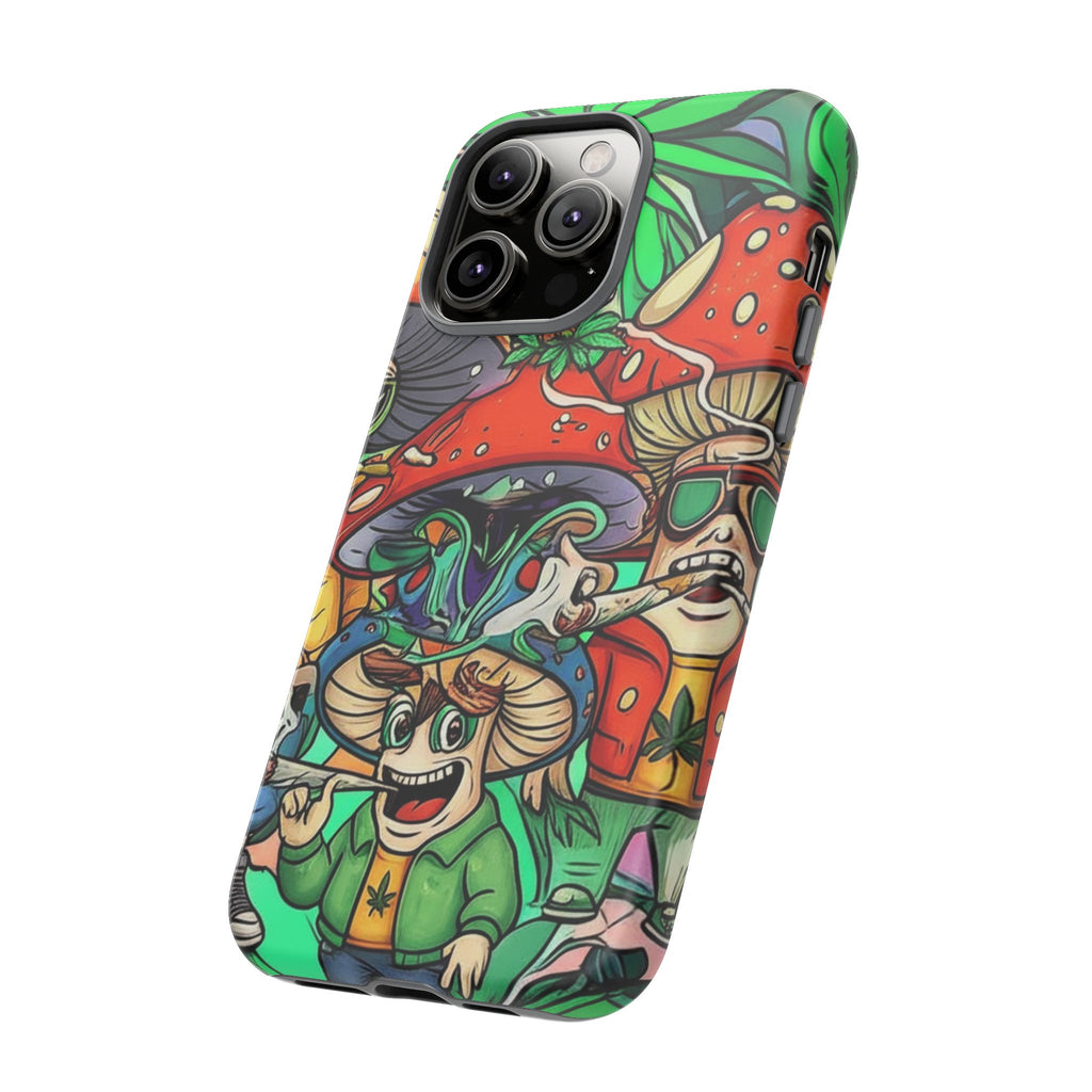 Vibrant Phone Case Featuring Funky Mushroom Art, Tough Cases, Trendy Accessories, Unique Gifts, Eclectic Style, Phone Protection