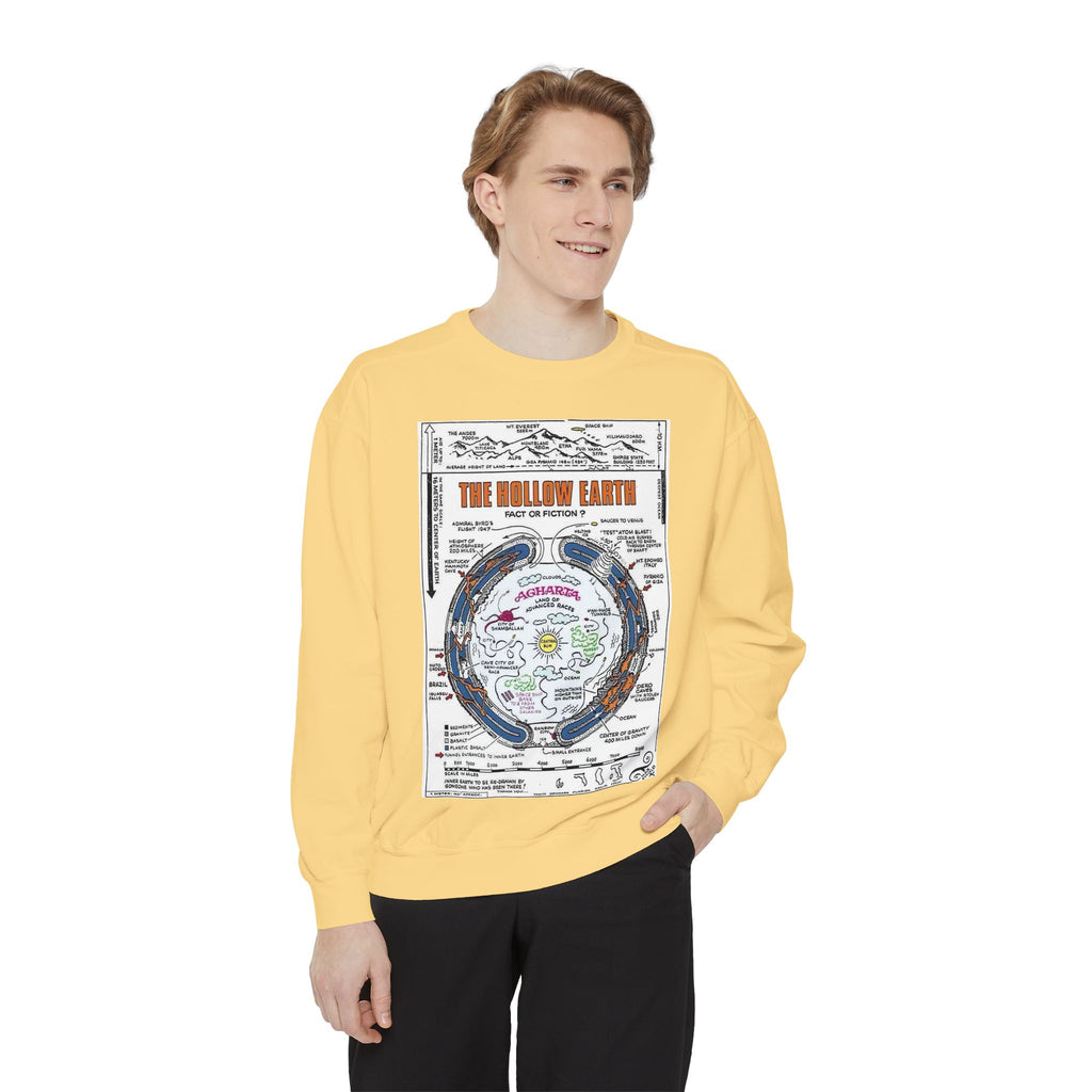 Hollow Earth Sweatshirt, Unisex Garment-Dyed Crewneck, Cozy Gift for Science Lovers, Earth Day Apparel, Great for Casual Wear