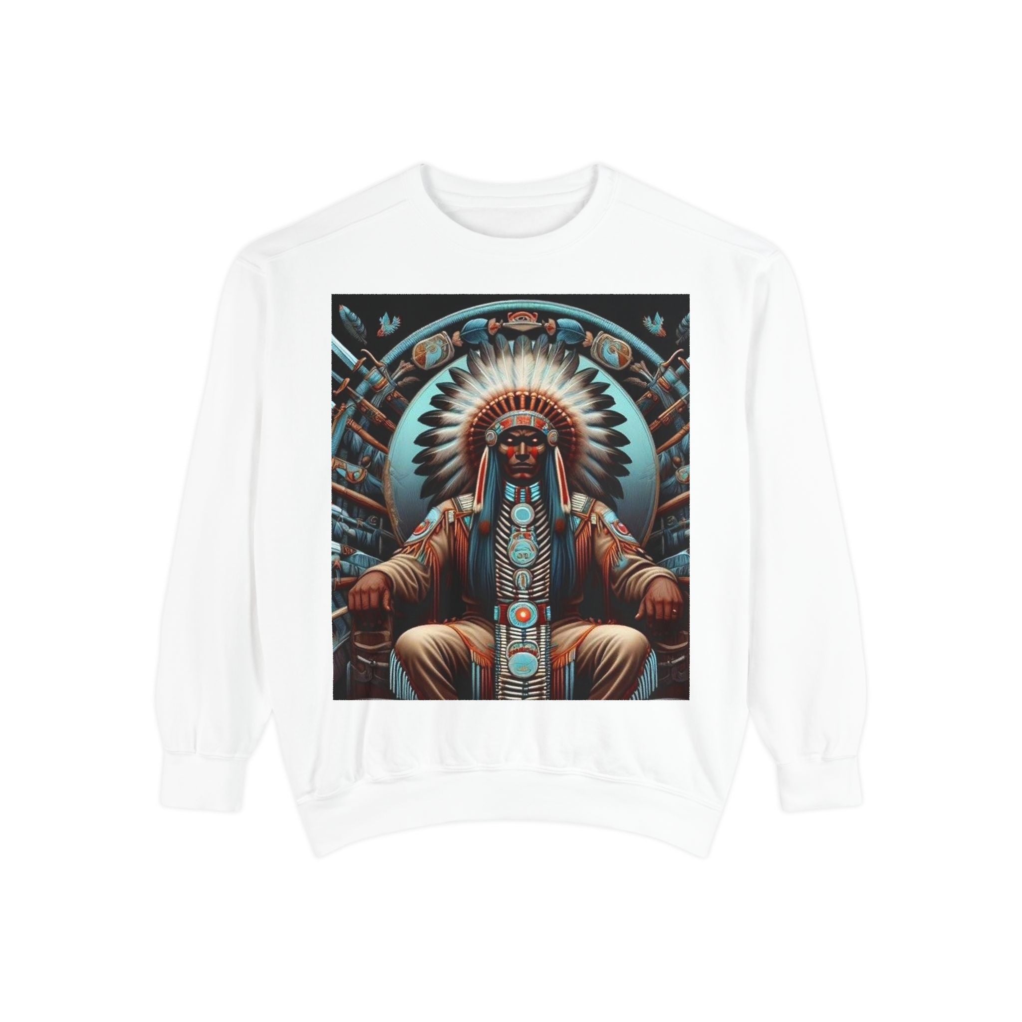 Cultural Heritage Sweatshirt - Unisex Garment-Dyed Crewneck with Native American Design, Cozy Casual Wear, Gift for Friends, Comfortable