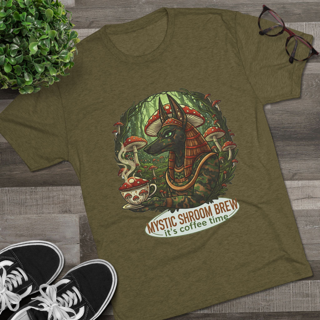 Mystic Shroom Brew Tee, Coffee Lover Shirt, Unisex Graphic Tee, Casual Wear, Nature Inspired Apparel, Unique Gift for Him or Her