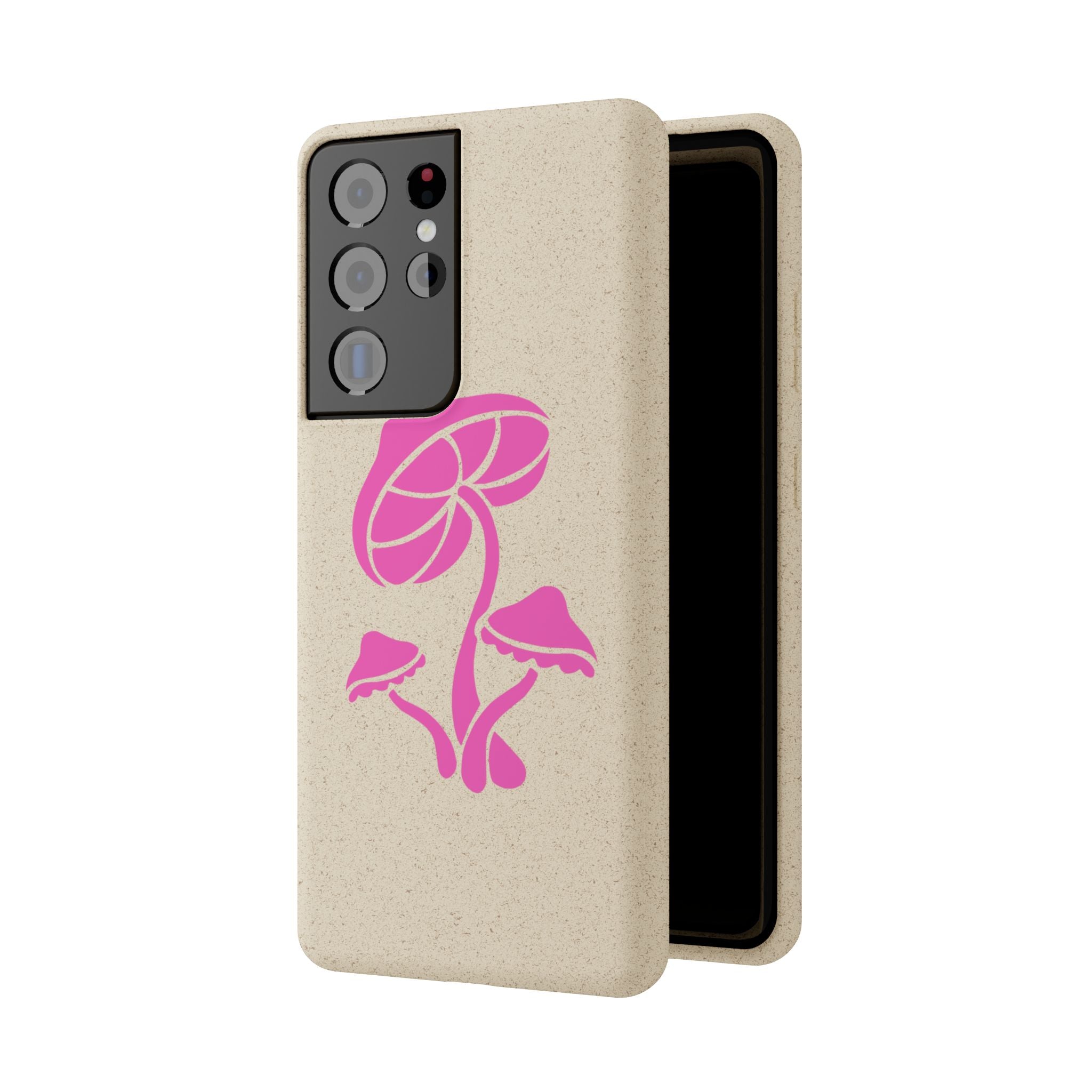 Eco-Friendly Phone Case with Pink Mushroom Design, Biodegradable Phone Cover, Sustainable Gift for Nature Lovers, Earth Day Gift, Cute Phone