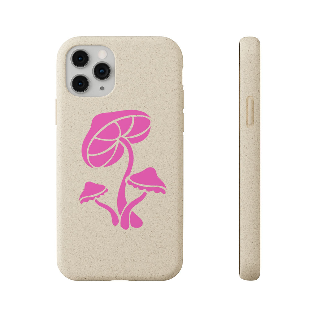Eco-Friendly Phone Case with Pink Mushroom Design, Biodegradable Phone Cover, Sustainable Gift for Nature Lovers, Earth Day Gift, Cute Phone