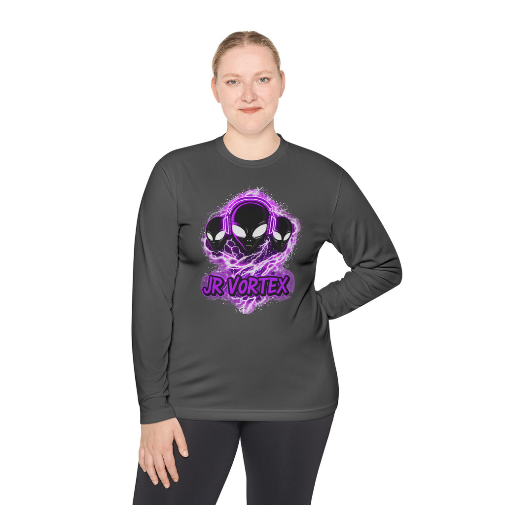 Alien Vortex Long Sleeve Tee — 'JR VORTEX' Graphic Sci‑Fi Shirt
