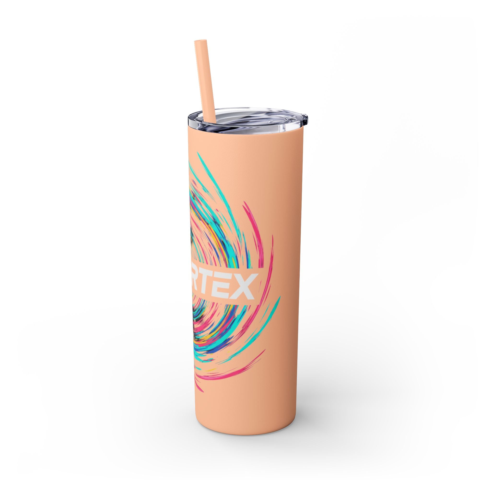Colorful Swirl Skinny Tumbler with Straw, 20oz | Insulated Drinkware | Perfect for Gifts, Travel, Office, Beach, Summer Vibes