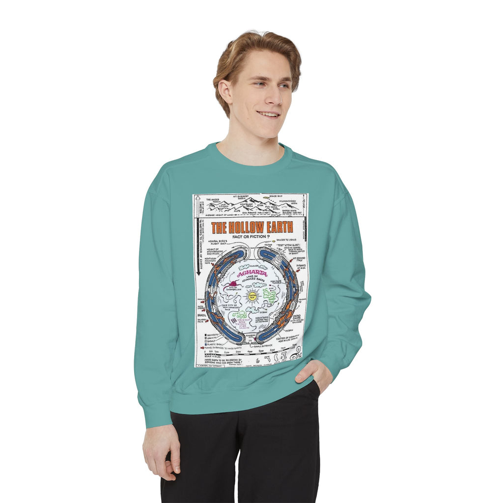 Hollow Earth Sweatshirt, Unisex Garment-Dyed Crewneck, Cozy Gift for Science Lovers, Earth Day Apparel, Great for Casual Wear