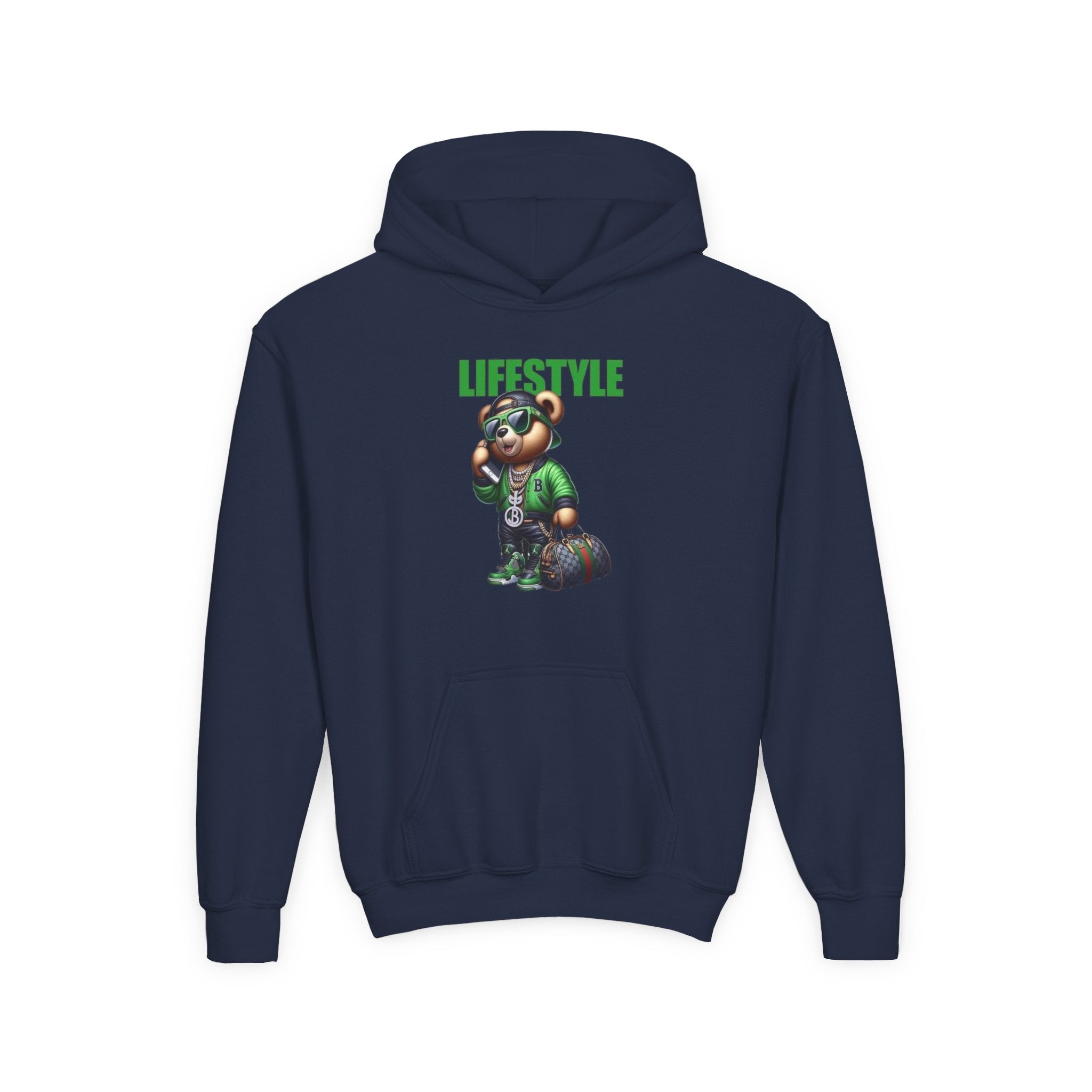 Youth Hooded Sweatshirt with Lifestyle Design - Cozy, Stylish, Fun Wear for Kids, Perfect for Casual Days, Gift Ideas, Streetwear