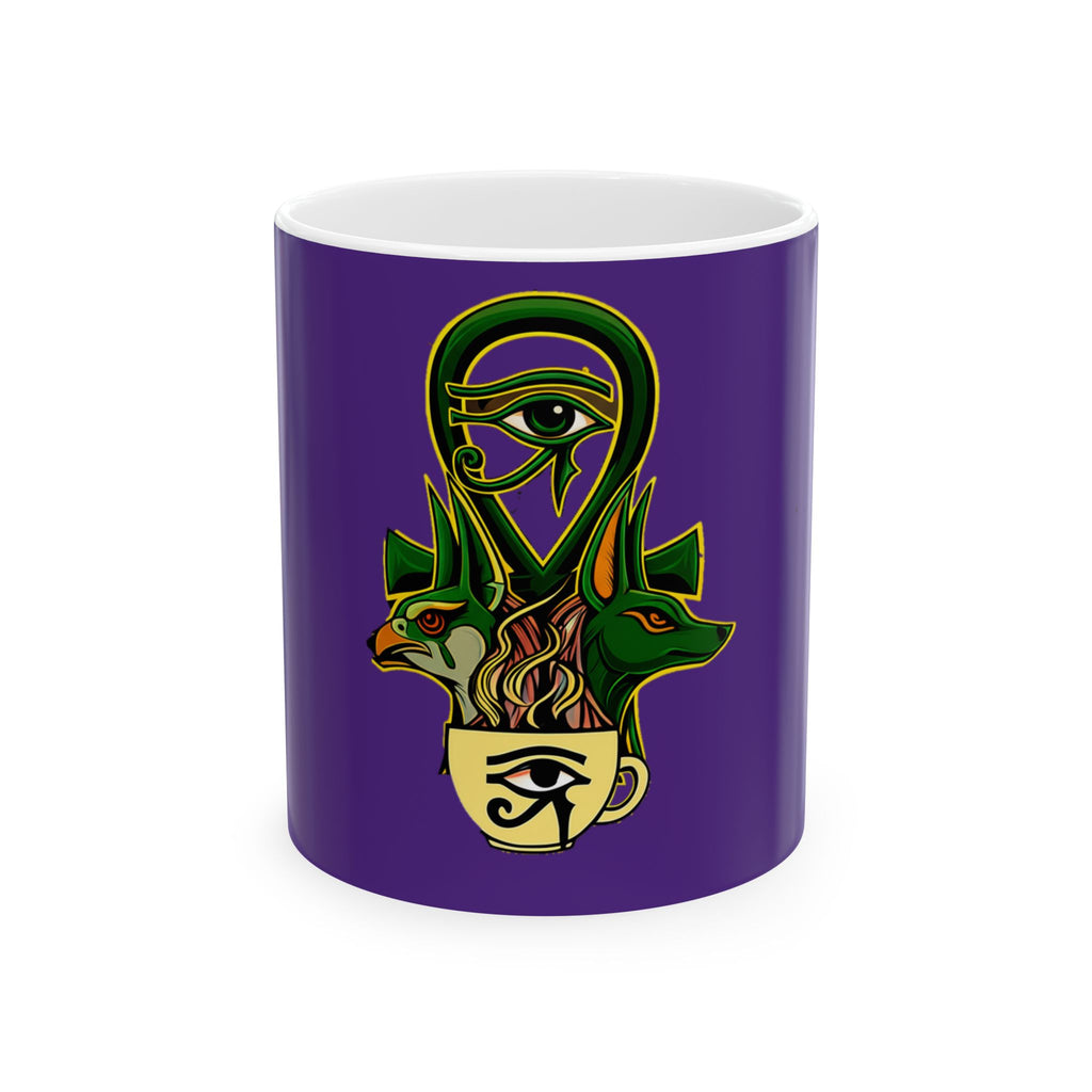 Mystical Egyptian Ceramic Mug - Unique Anubis Design, Coffee Lover Gift, Spiritual Decor, Halloween Accessory, Tea Cup