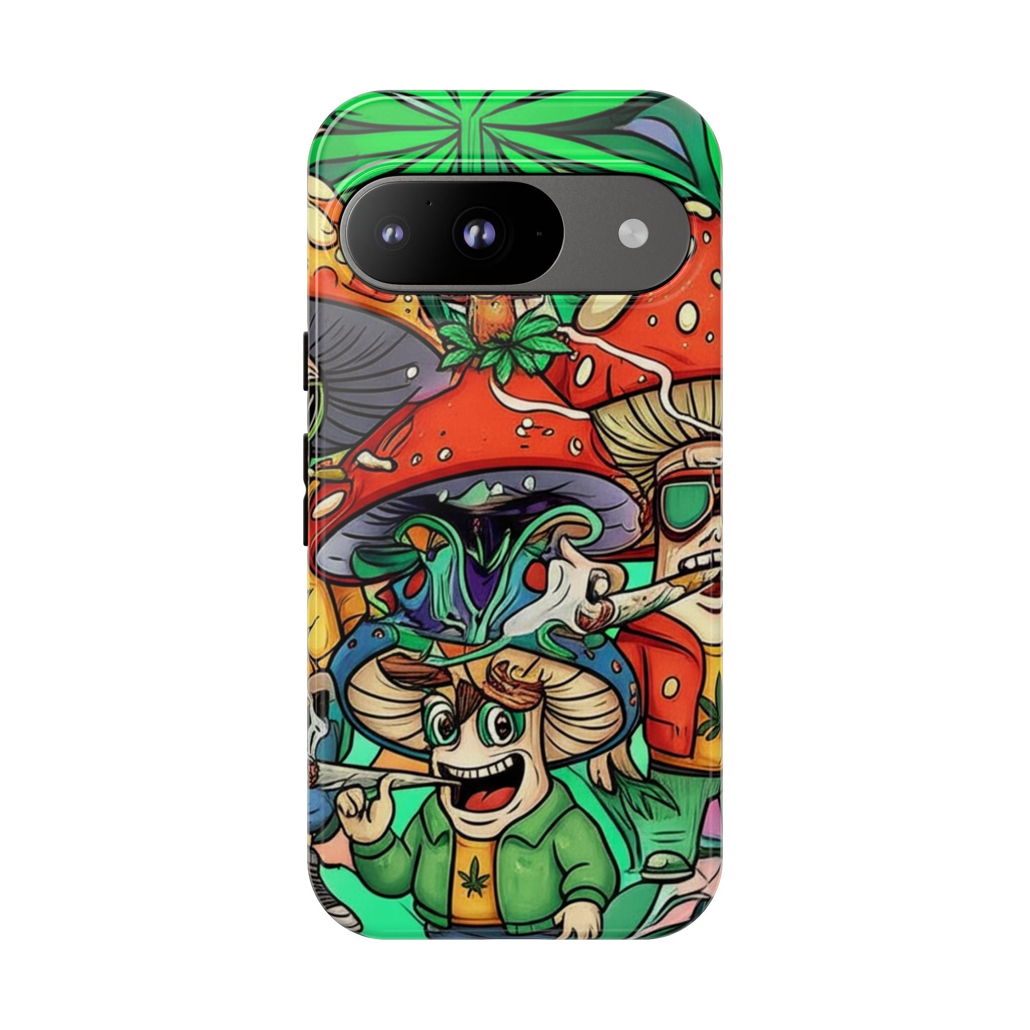 Vibrant Phone Case Featuring Funky Mushroom Art, Tough Cases, Trendy Accessories, Unique Gifts, Eclectic Style, Phone Protection