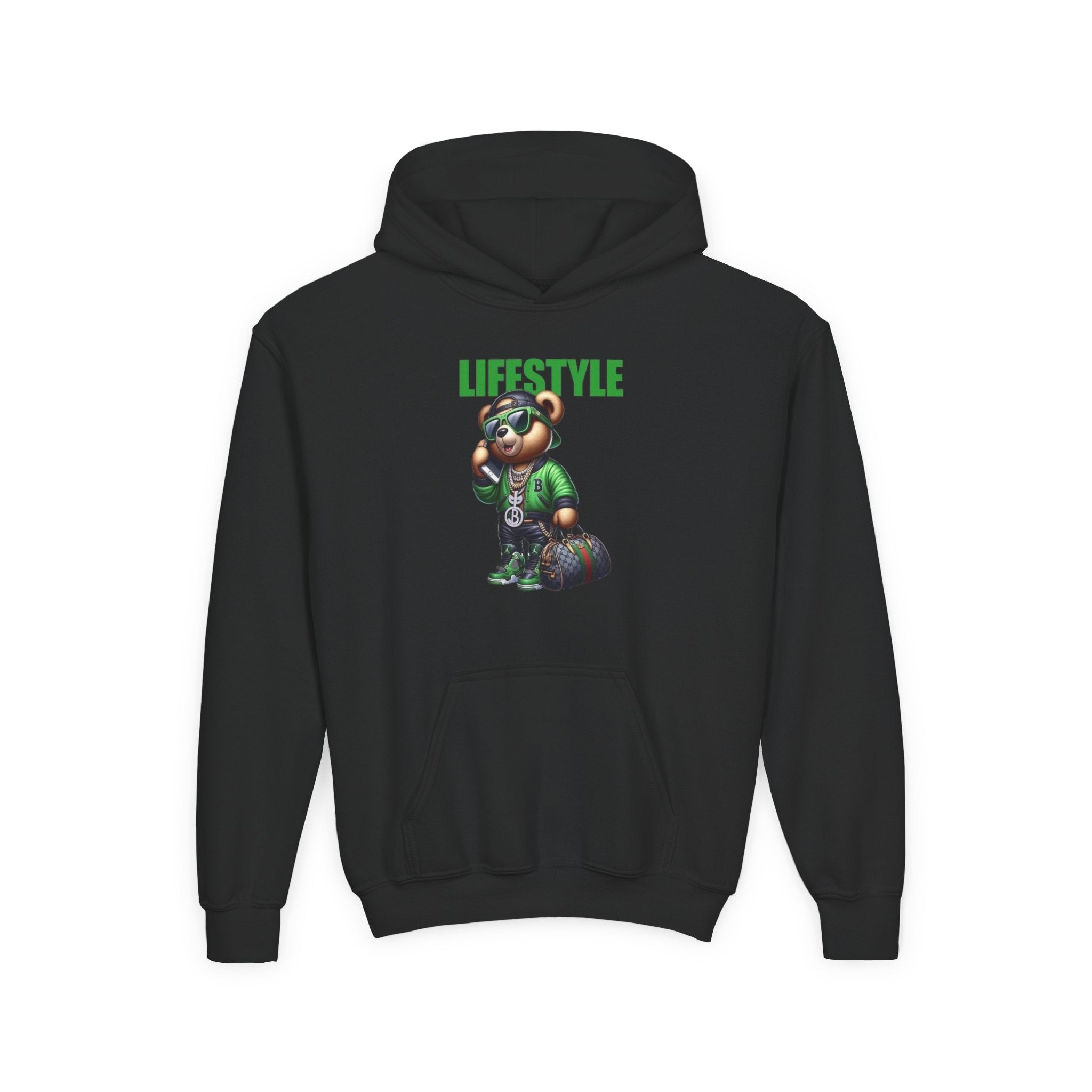 Youth Hooded Sweatshirt with Lifestyle Design - Cozy, Stylish, Fun Wear for Kids, Perfect for Casual Days, Gift Ideas, Streetwear