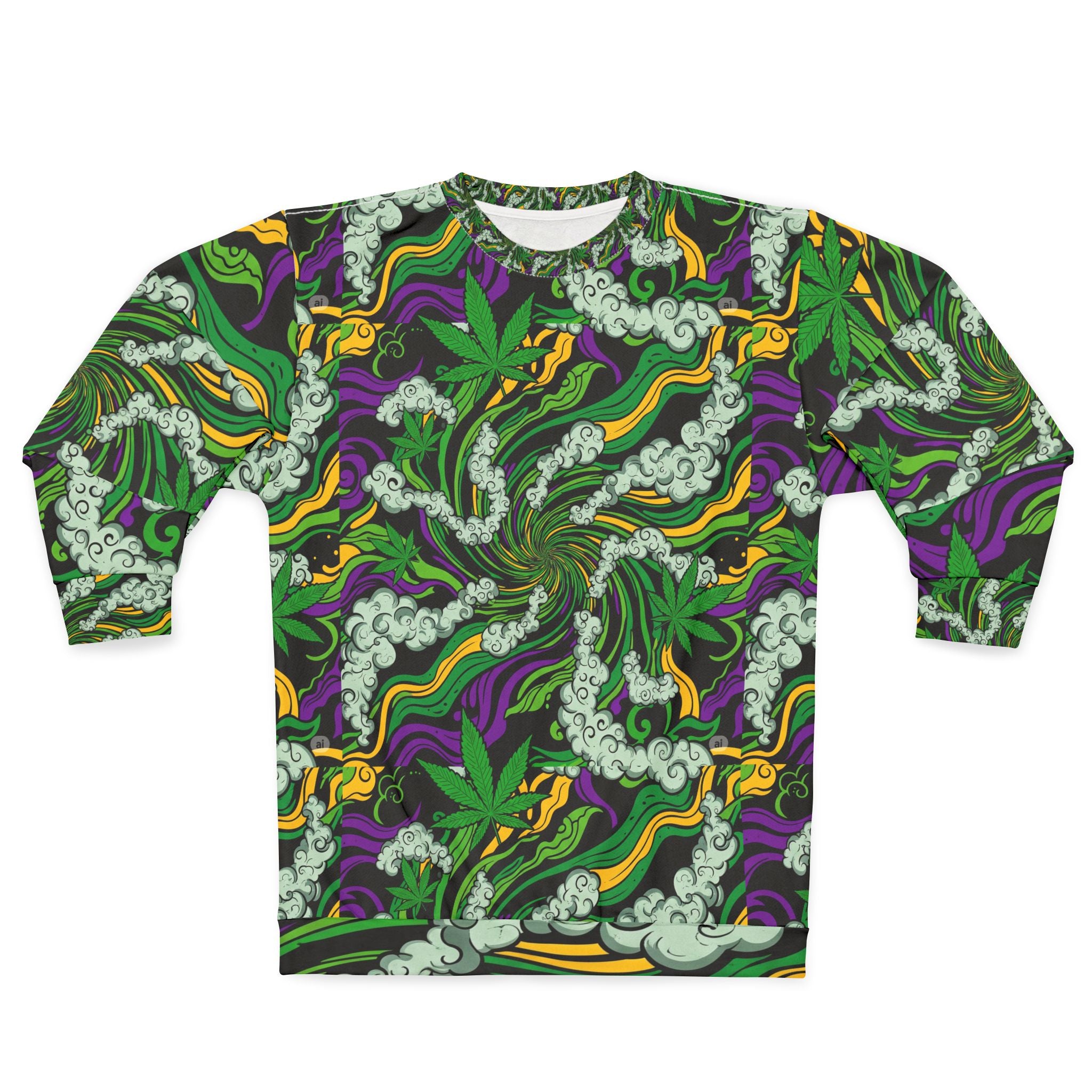 Trippy Cannabis Unisex Sweatshirt, Psychedelic Leaf Sweatshirt, Unique Gift, Cozy Streetwear, Perfect for Festivals and Gatherings