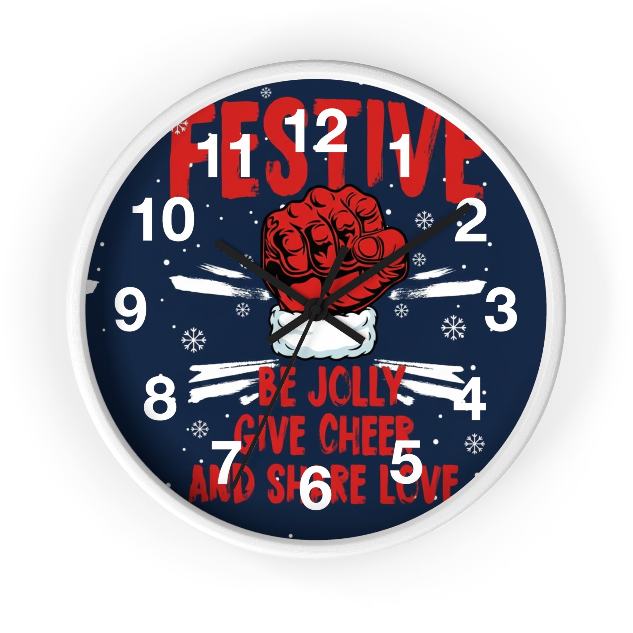 Festive Holiday Wall Clock — "Be Jolly, Give Cheer and Share Love"