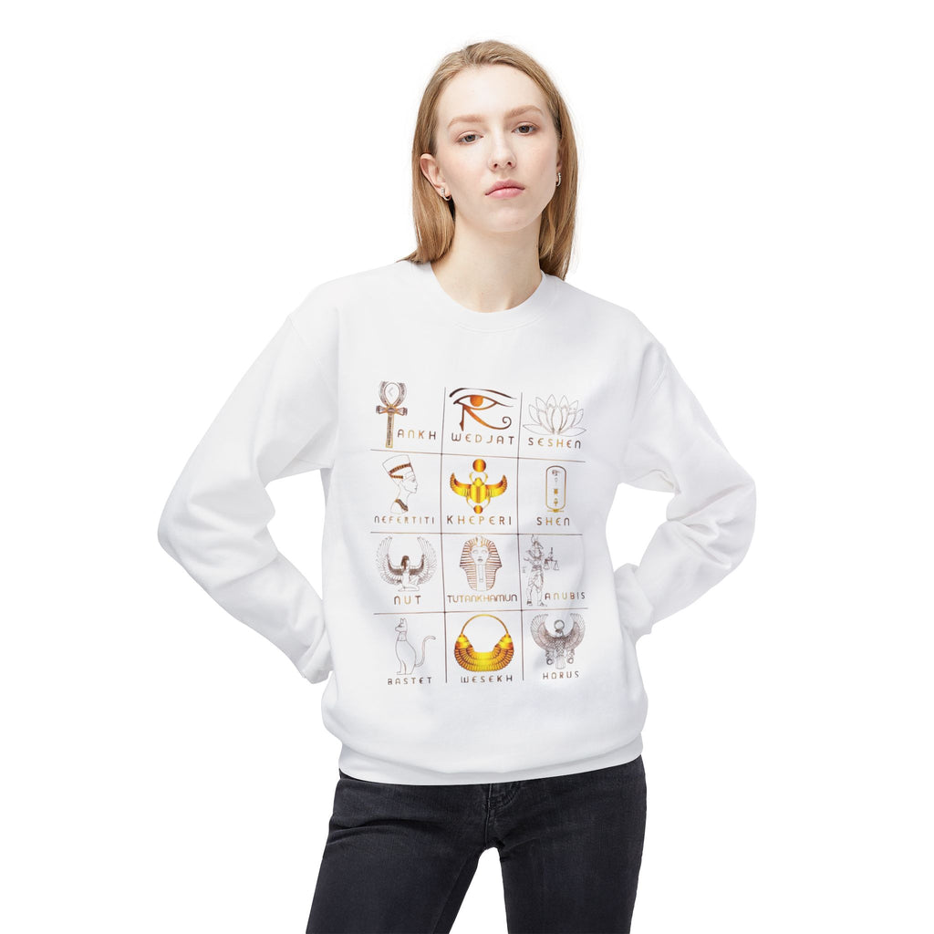 Egyptian Hieroglyphs Sweatshirt, Cozy Crewneck with Ancient Symbols, Unisex Fashion for History Lovers, Gift for Birthdays & Holidays