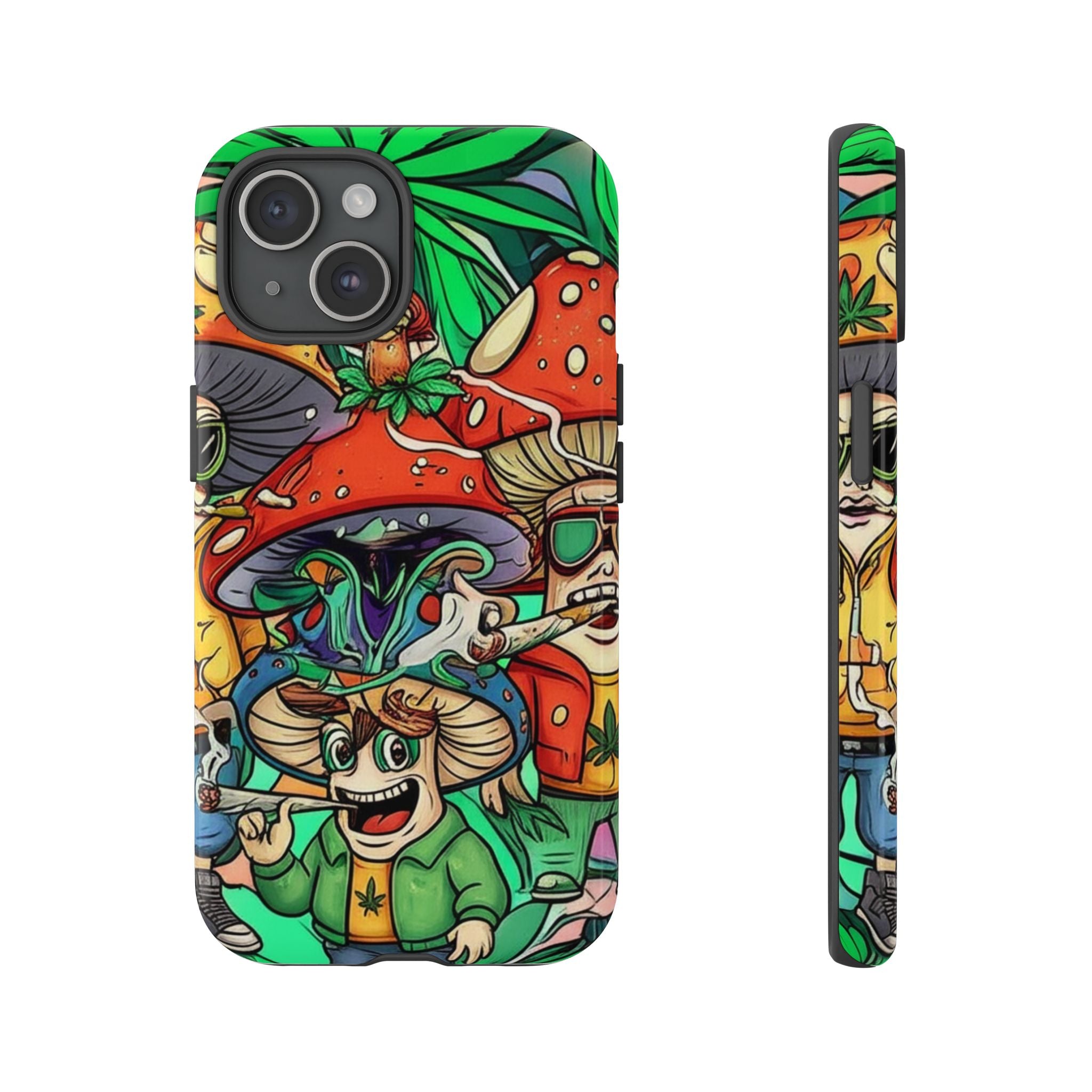 Vibrant Phone Case Featuring Funky Mushroom Art, Tough Cases, Trendy Accessories, Unique Gifts, Eclectic Style, Phone Protection