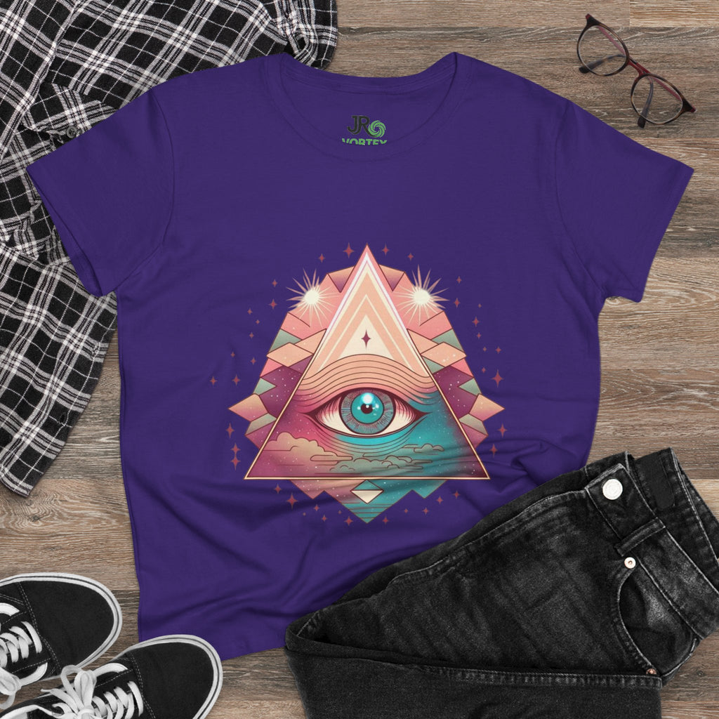 Mystical Eye Graphic Tee, Boho T-Shirt for Women, Casual Summer Shirt, Symbolic Gift, Unique Festival Wear, Psychedelic Apparel