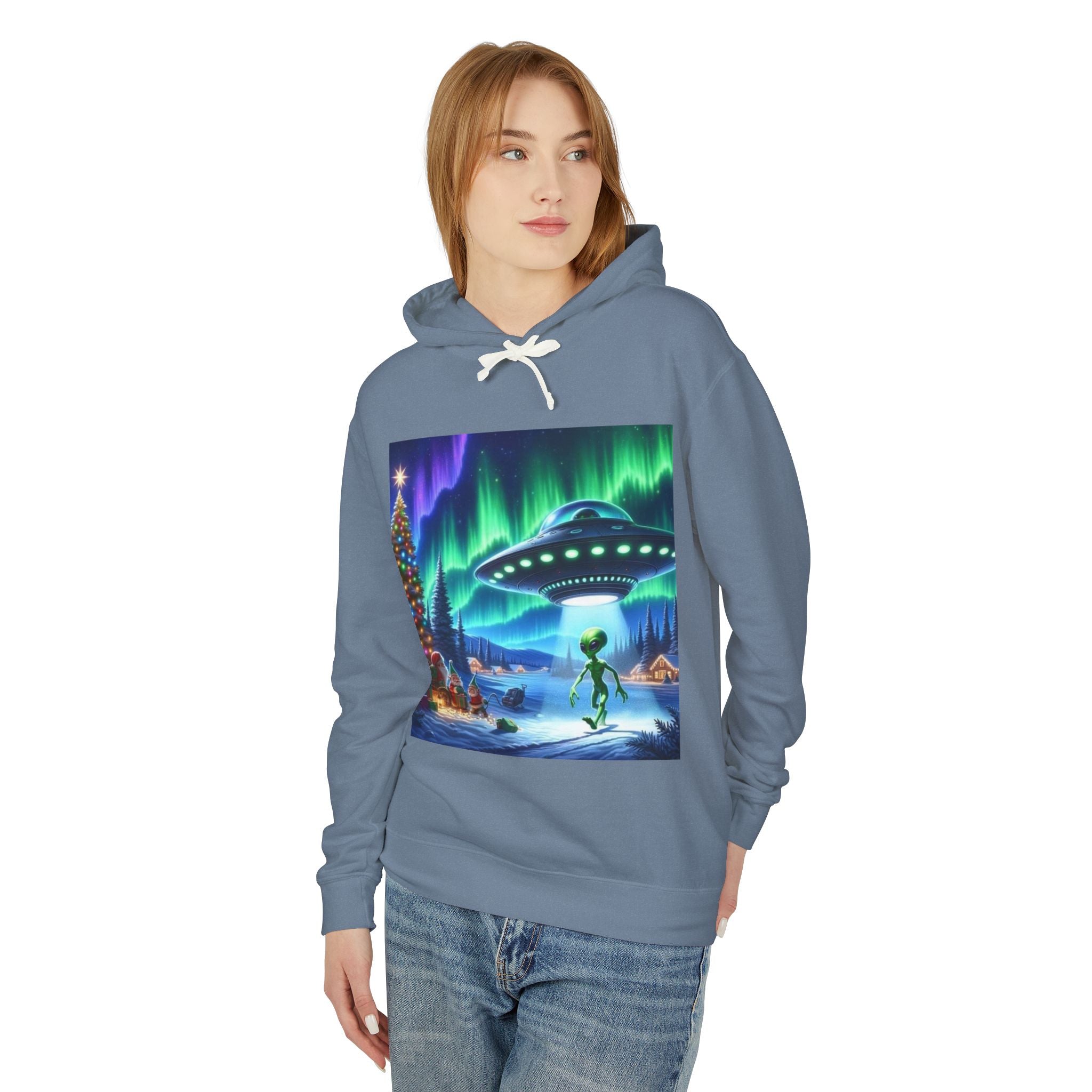 Alien Christmas Lightweight Hoodie