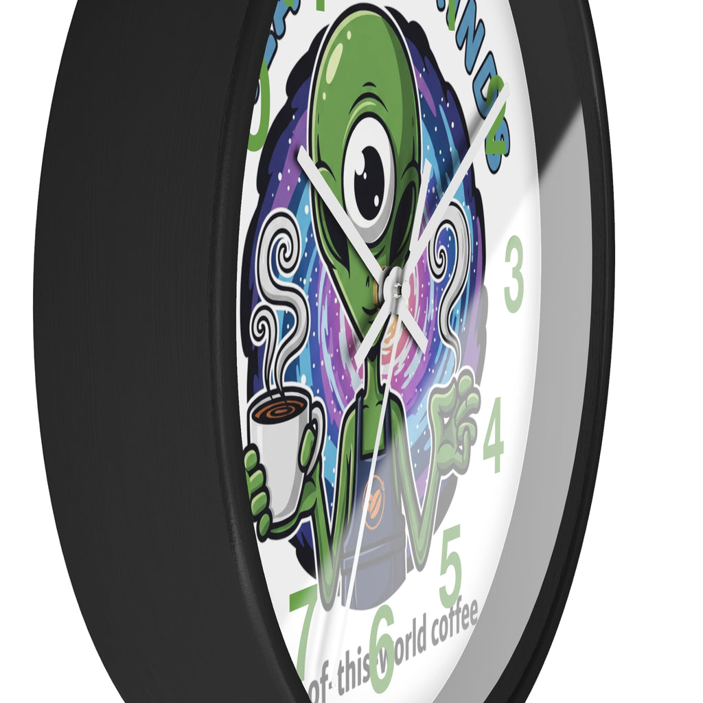 Out-of-This-World Alien Wall Clock | Galactic Grinds Decor | Fun Unique Timepiece for Coffee Lovers | Playful Gift Idea | Space Theme Home