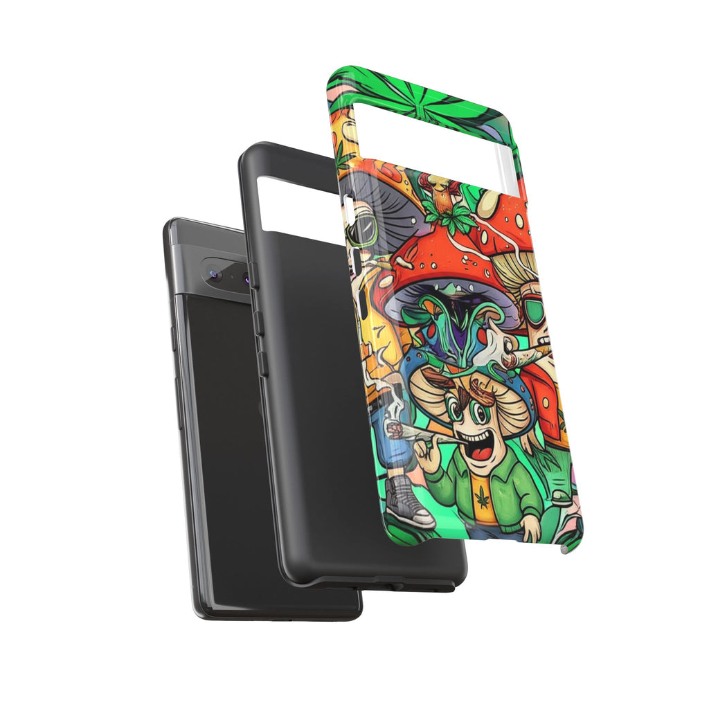 Vibrant Phone Case Featuring Funky Mushroom Art, Tough Cases, Trendy Accessories, Unique Gifts, Eclectic Style, Phone Protection