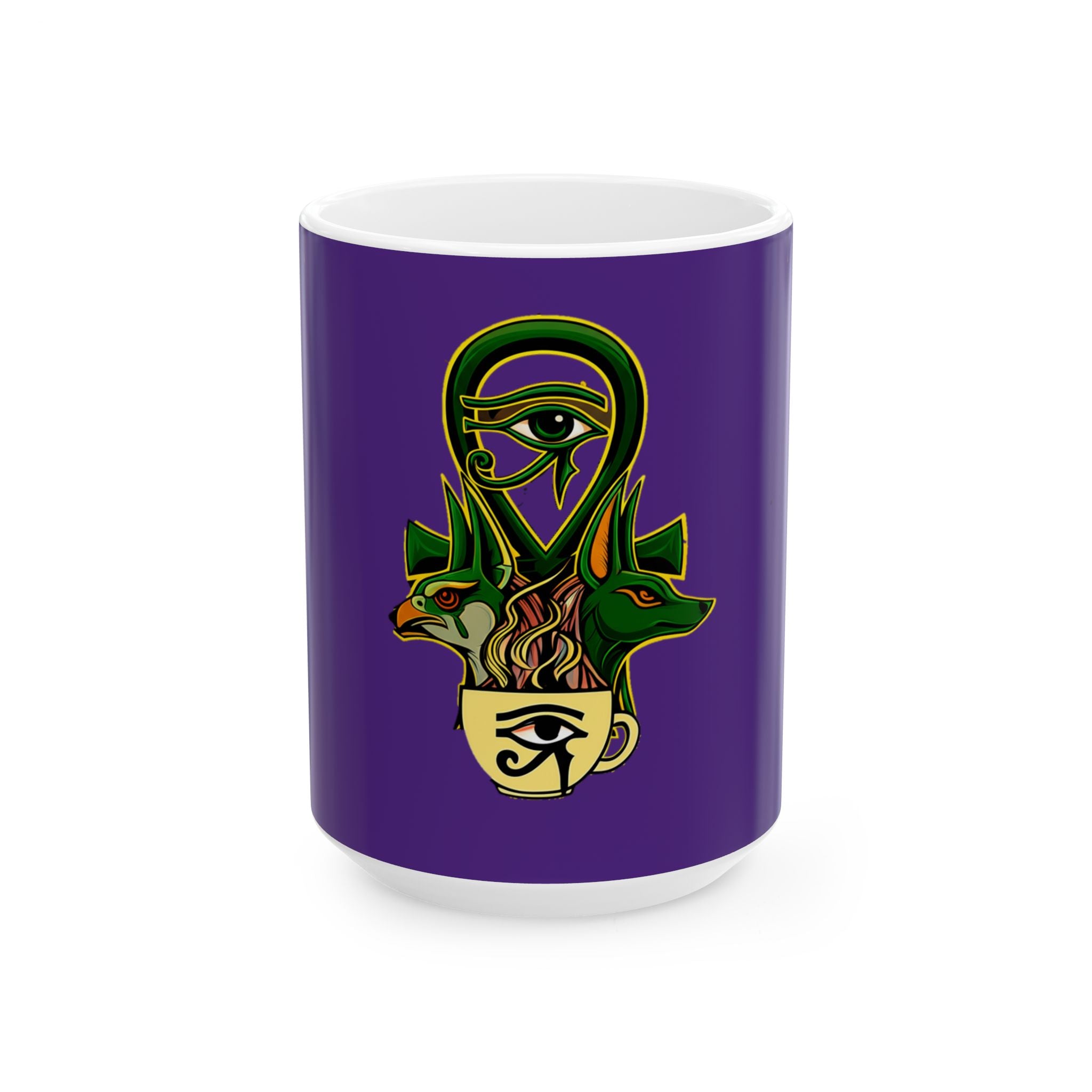 Mystical Egyptian Ceramic Mug - Unique Anubis Design, Coffee Lover Gift, Spiritual Decor, Halloween Accessory, Tea Cup