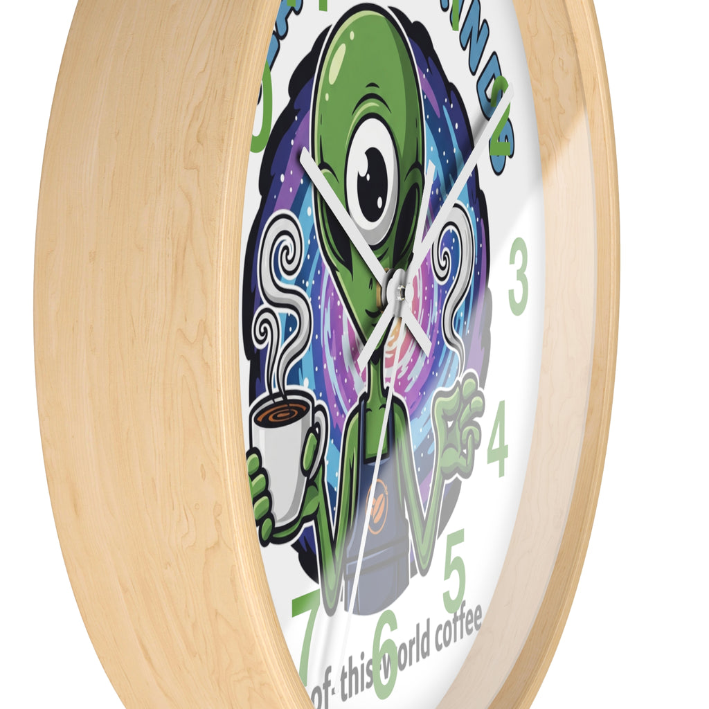 Out-of-This-World Alien Wall Clock | Galactic Grinds Decor | Fun Unique Timepiece for Coffee Lovers | Playful Gift Idea | Space Theme Home