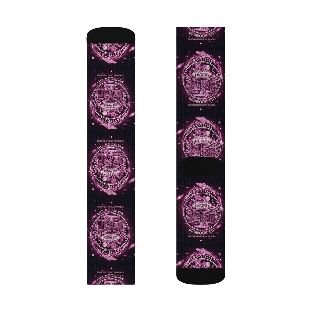 Mystic Pink Galaxy Crew Socks — Sublimated Celestial Mandala Design