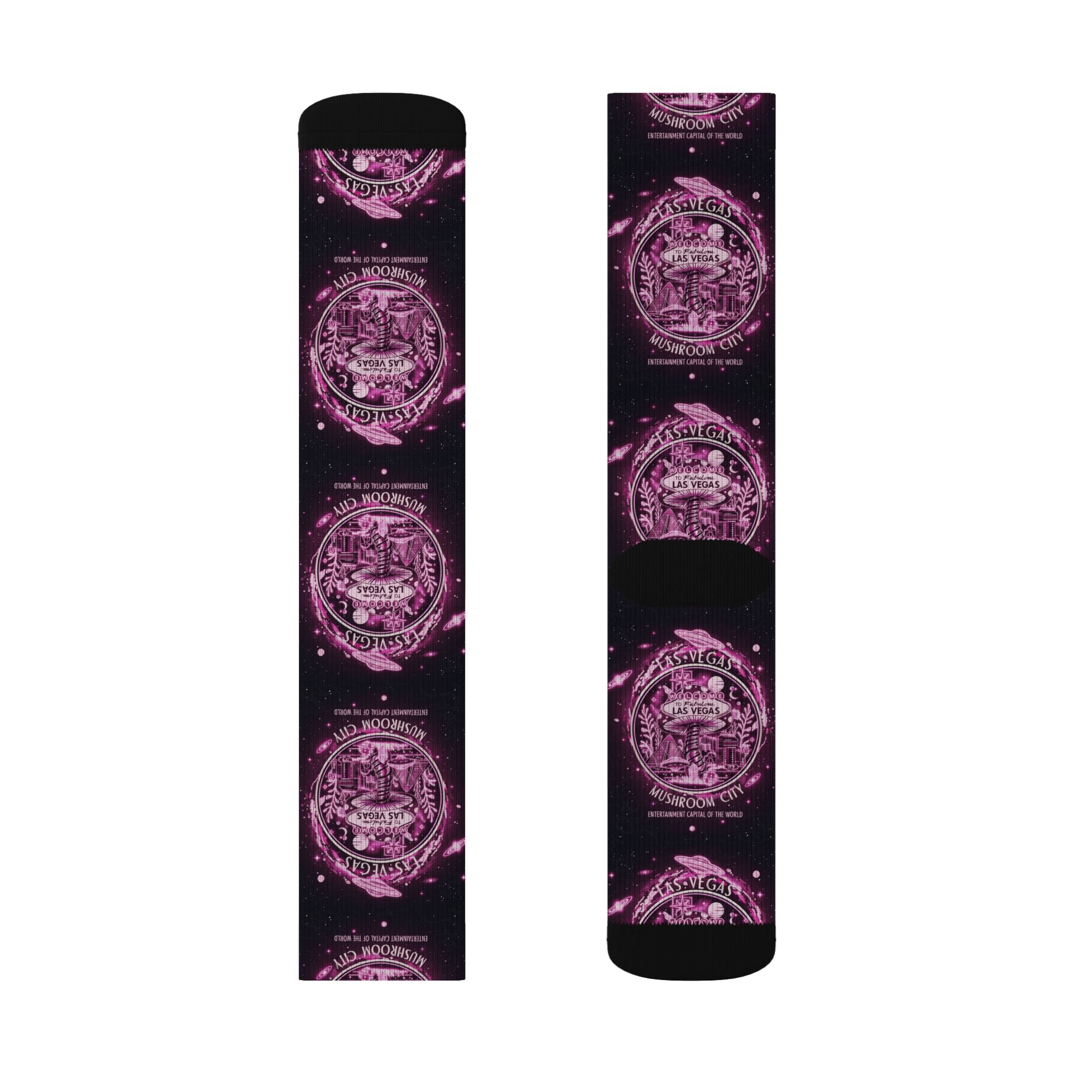 Mystic Pink Galaxy Crew Socks — Sublimated Celestial Mandala Design