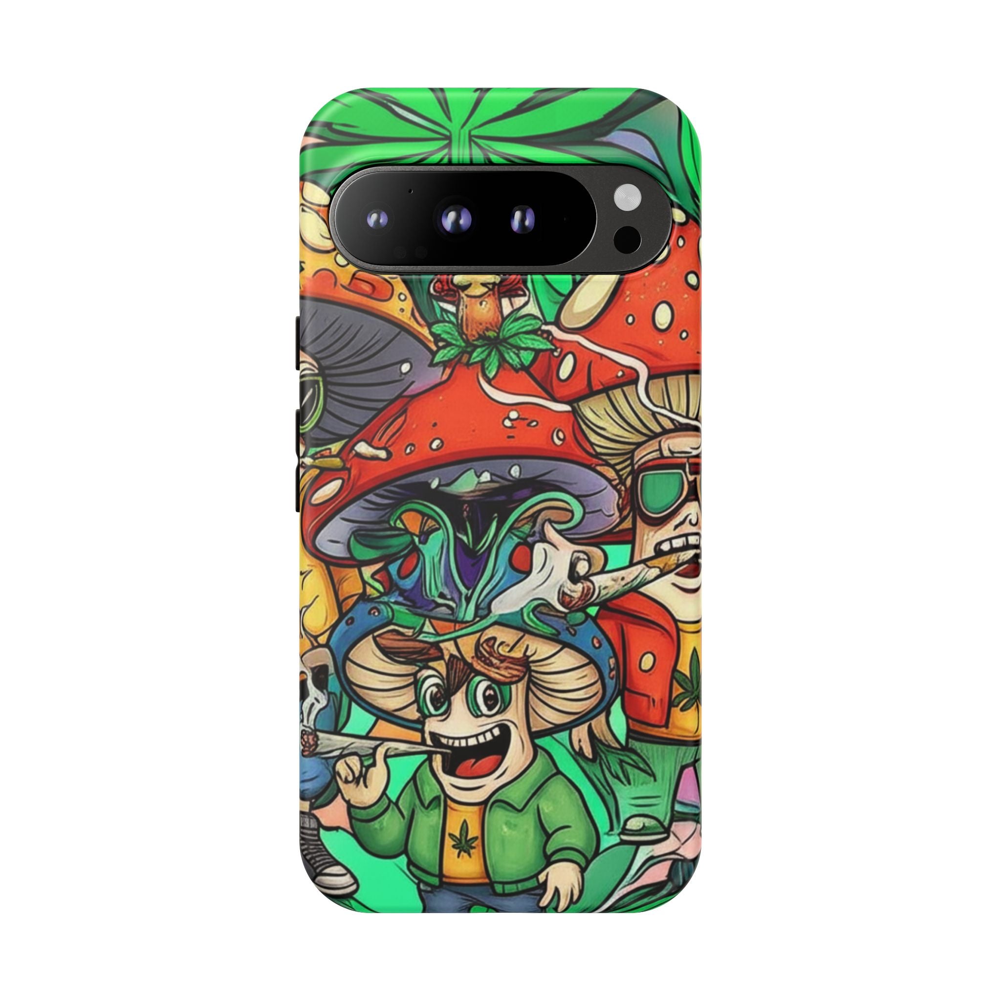 Vibrant Phone Case Featuring Funky Mushroom Art, Tough Cases, Trendy Accessories, Unique Gifts, Eclectic Style, Phone Protection