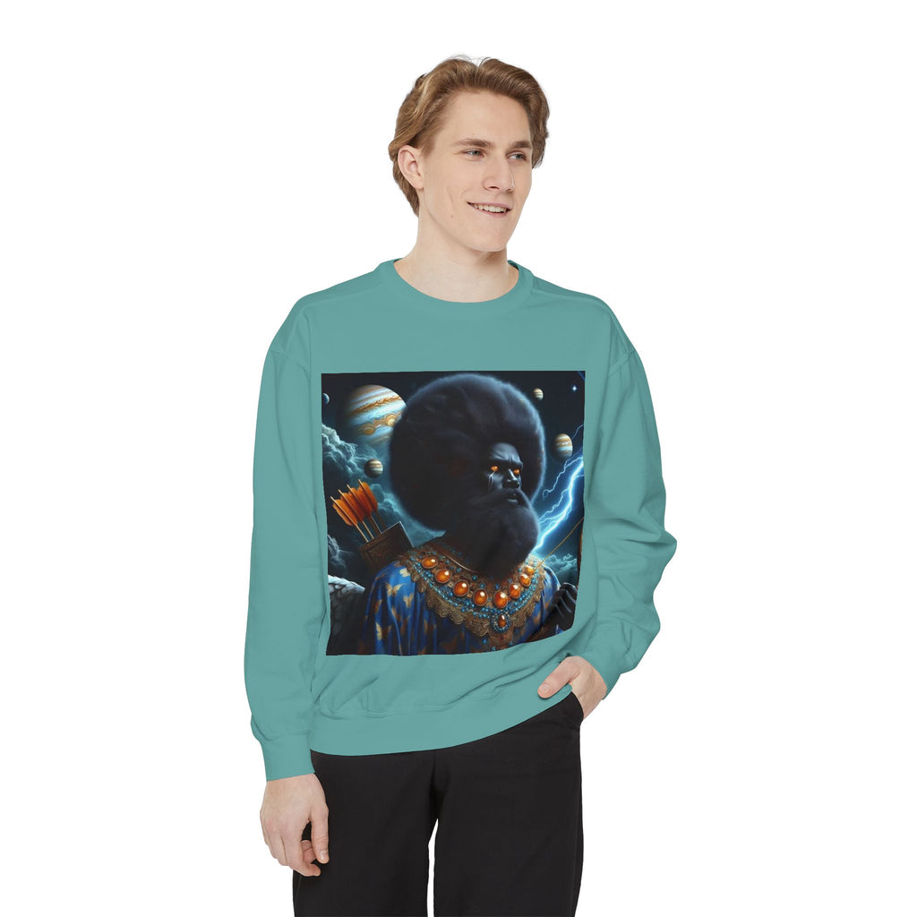 Cosmic Vibes Sweatshirt, Unisex Garment-Dyed Crewneck Sweatshirt, Unique Art Apparel, Fashion Gift, Space-Inspired Clothing, Trendy Casual