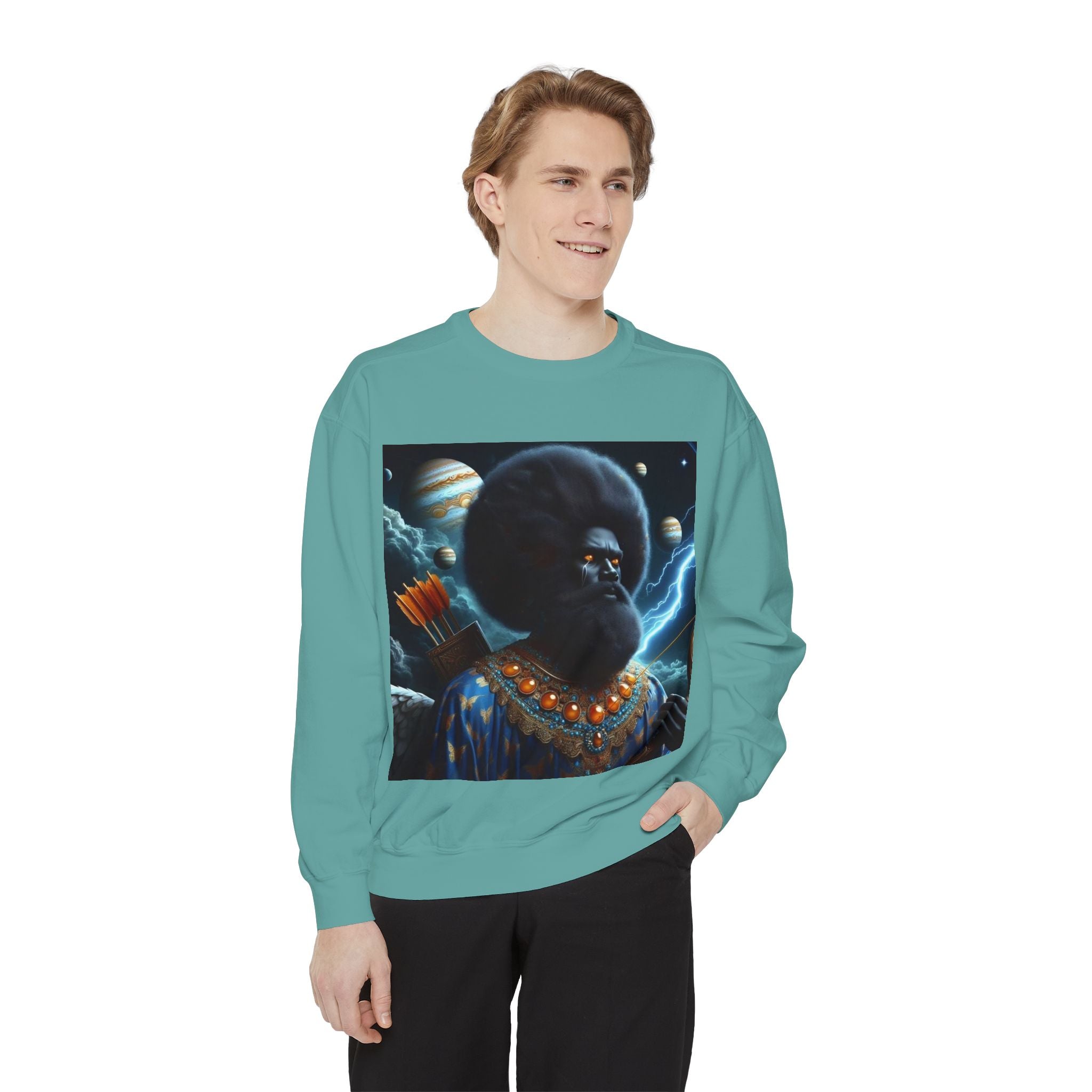 Cosmic Vibes Sweatshirt, Unisex Garment-Dyed Crewneck Sweatshirt, Unique Art Apparel, Fashion Gift, Space-Inspired Clothing, Trendy Casual