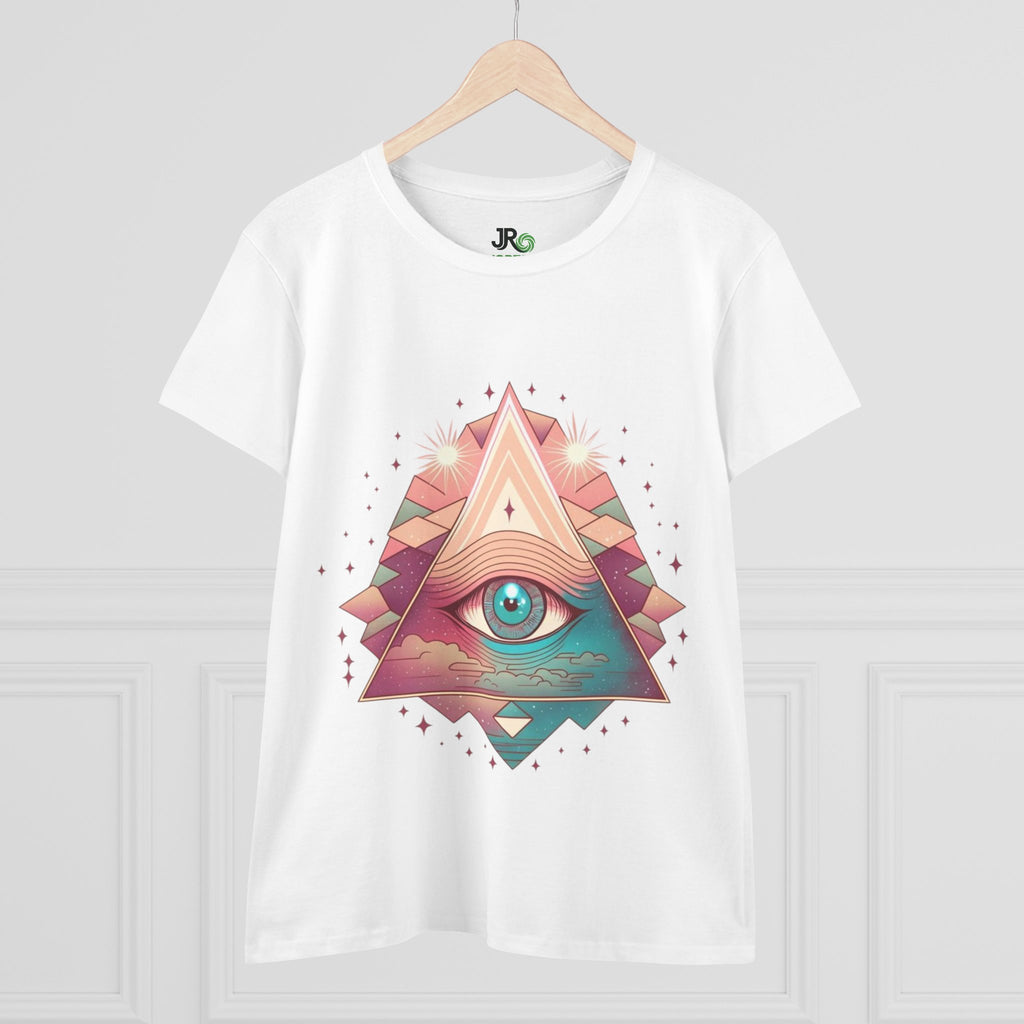 Mystical Eye Graphic Tee, Boho T-Shirt for Women, Casual Summer Shirt, Symbolic Gift, Unique Festival Wear, Psychedelic Apparel
