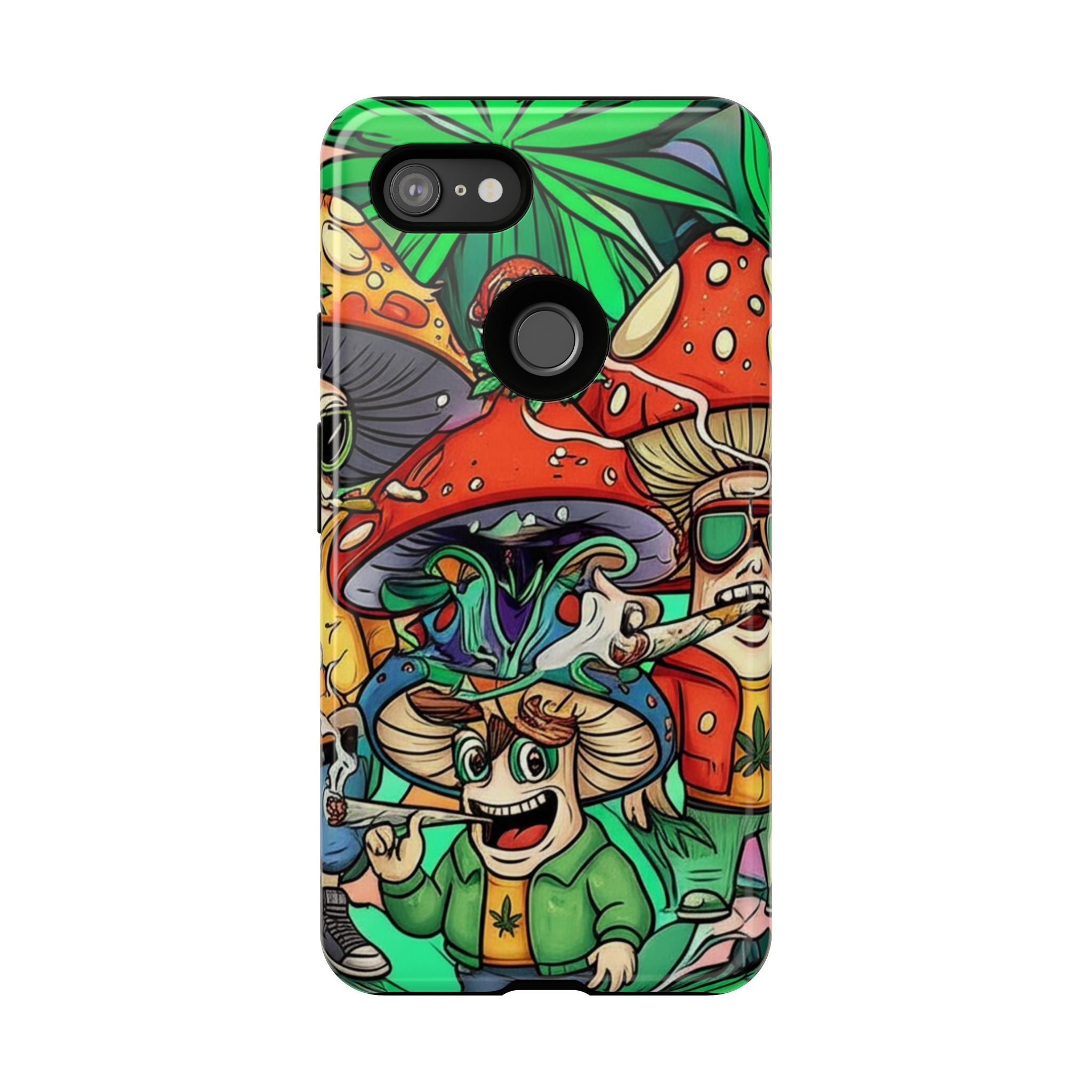 Vibrant Phone Case Featuring Funky Mushroom Art, Tough Cases, Trendy Accessories, Unique Gifts, Eclectic Style, Phone Protection