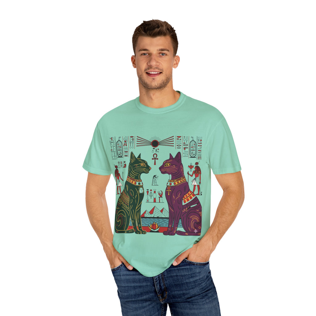 Egyptian Cat Graphic Tee, Vintage Style Shirt, Unisex T-shirt, Cat Lover Gift, Unique Retro Apparel