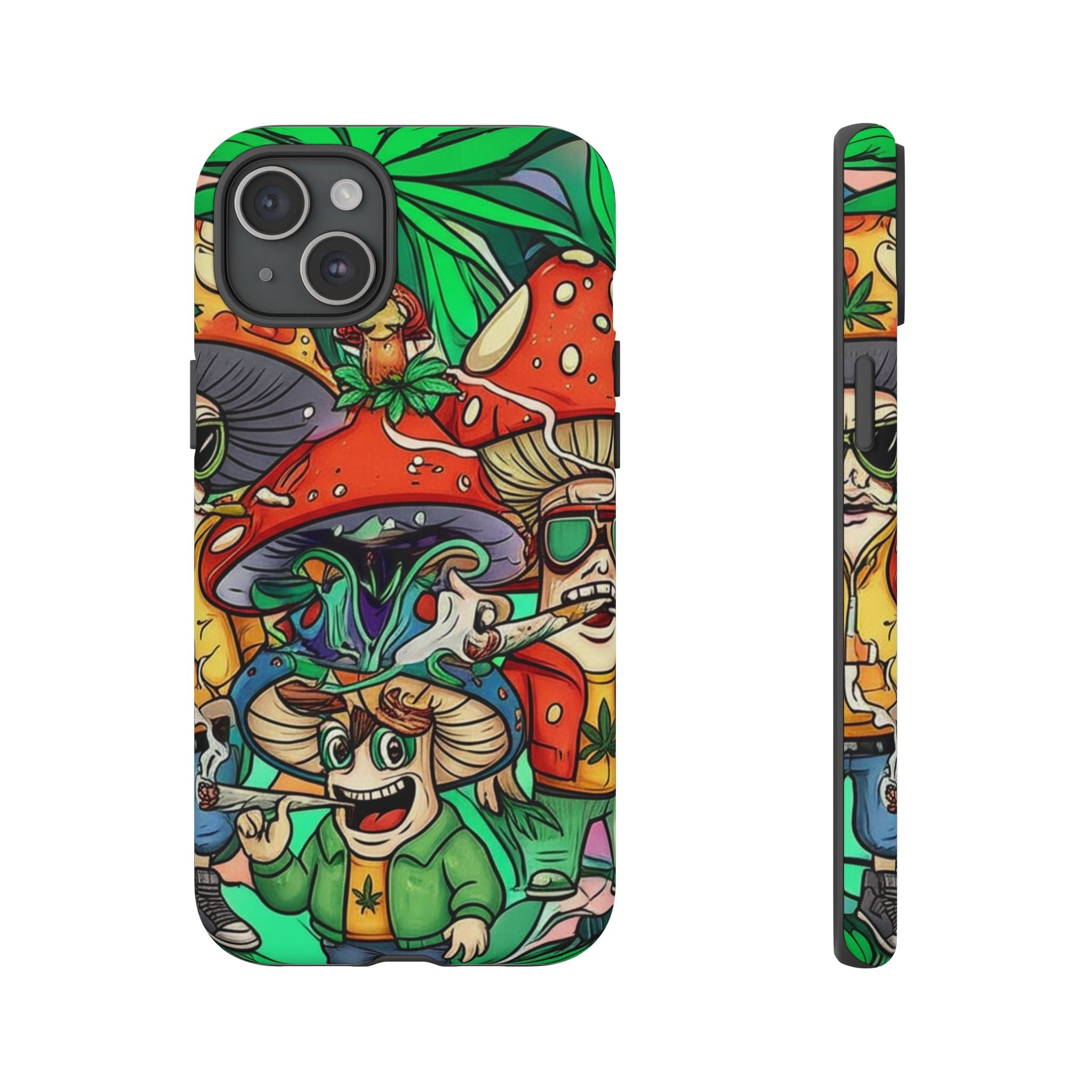 Vibrant Phone Case Featuring Funky Mushroom Art, Tough Cases, Trendy Accessories, Unique Gifts, Eclectic Style, Phone Protection